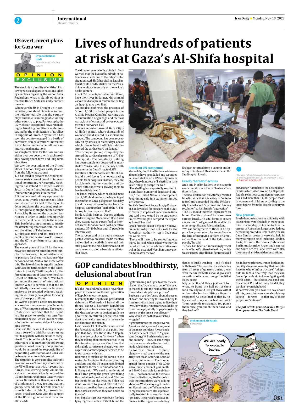 Iran Daily - Number Seven Thousand Four Hundred and Thirty Three - 13 November 2023 - Page 2