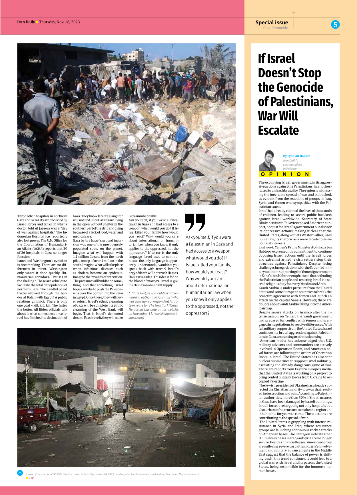Iran Daily - Number Seven Thousand Four Hundred and Thirty Six - 16 November 2023 - Page 5
