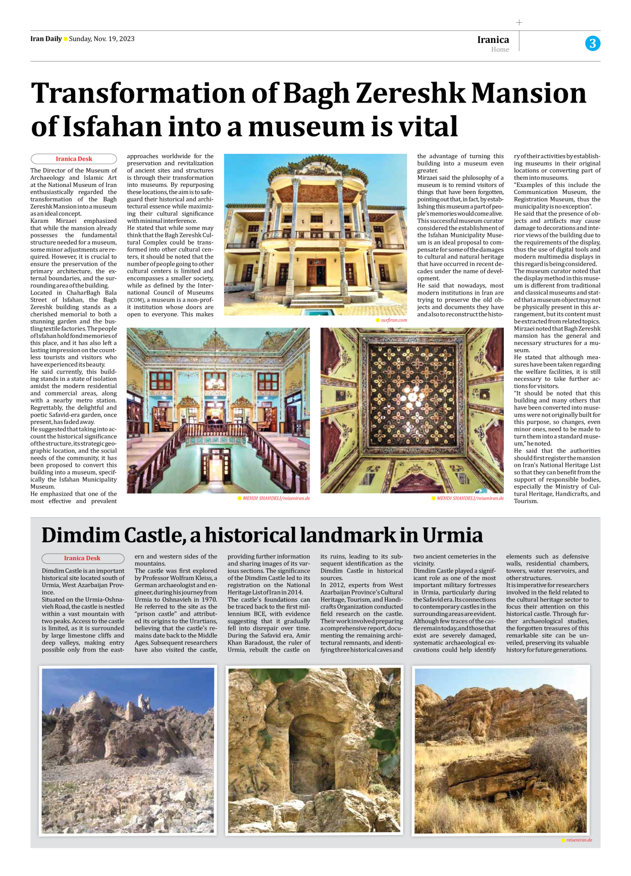 Iran Daily - Number Seven Thousand Four Hundred and Thirty Eight - 19 November 2023 - Page 3