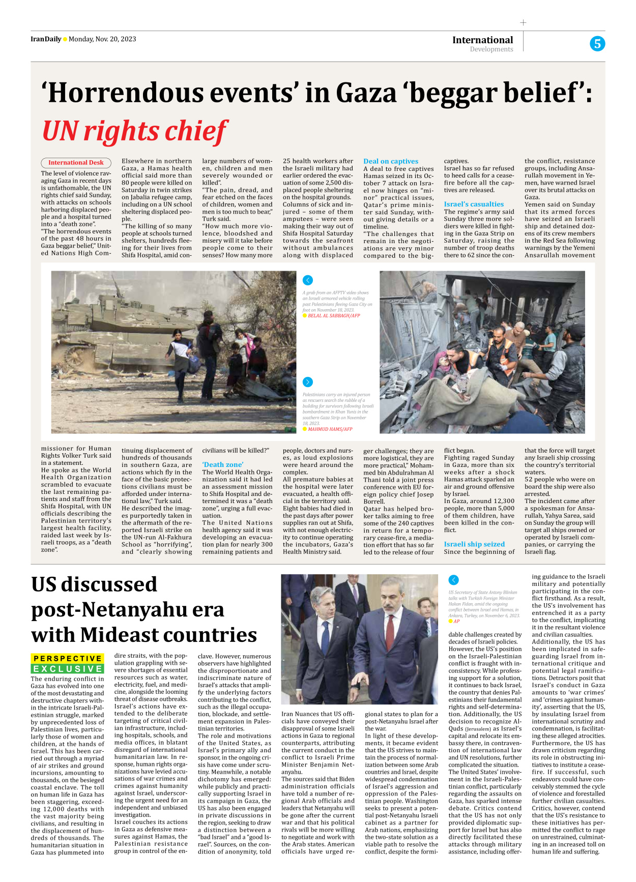 Iran Daily - Number Seven Thousand Four Hundred and Thirty Nine - 20 November 2023 - Page 5