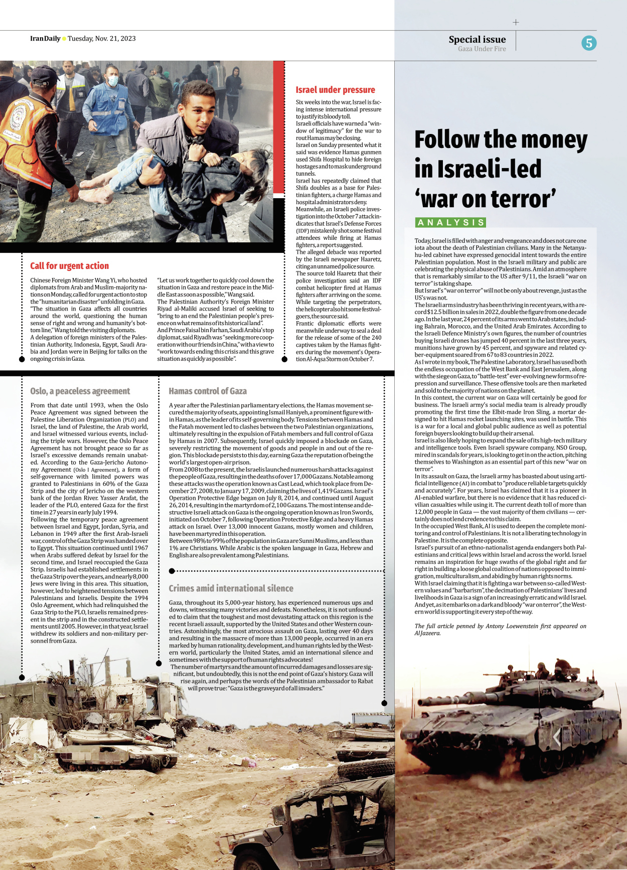 Iran Daily - Number Seven Thousand Four Hundred and Forty - 21 November 2023 - Page 5