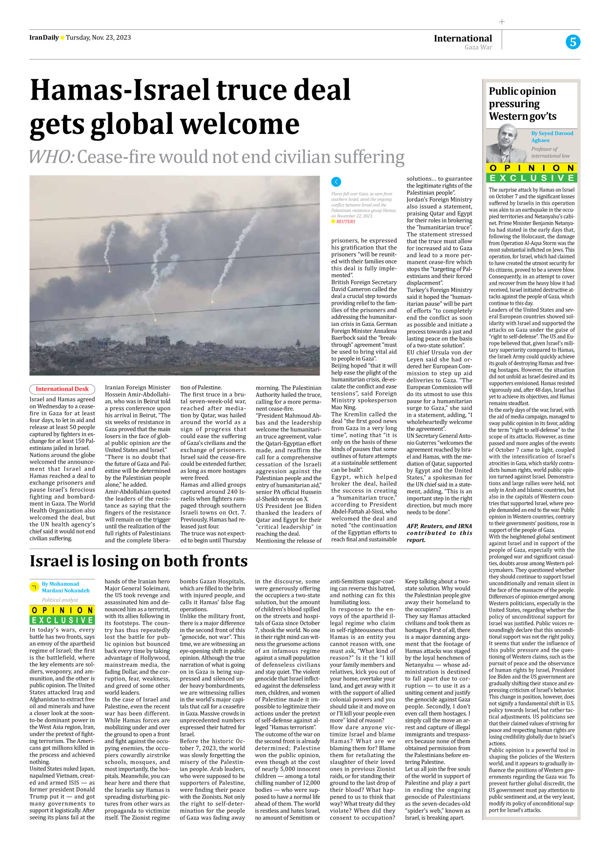Iran Daily - Number Seven Thousand Four Hundred and Forty Two - 23 November 2023 - Page 5
