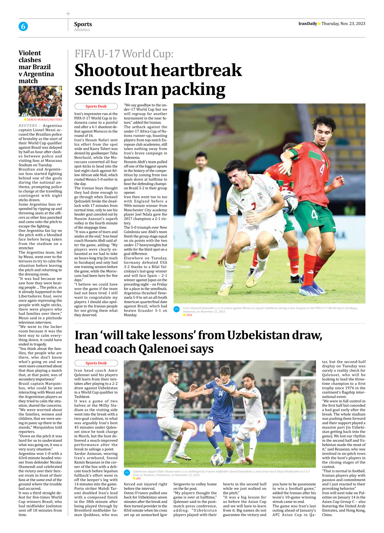 Iran Daily - Number Seven Thousand Four Hundred and Forty Two - 23 November 2023 - Page 6