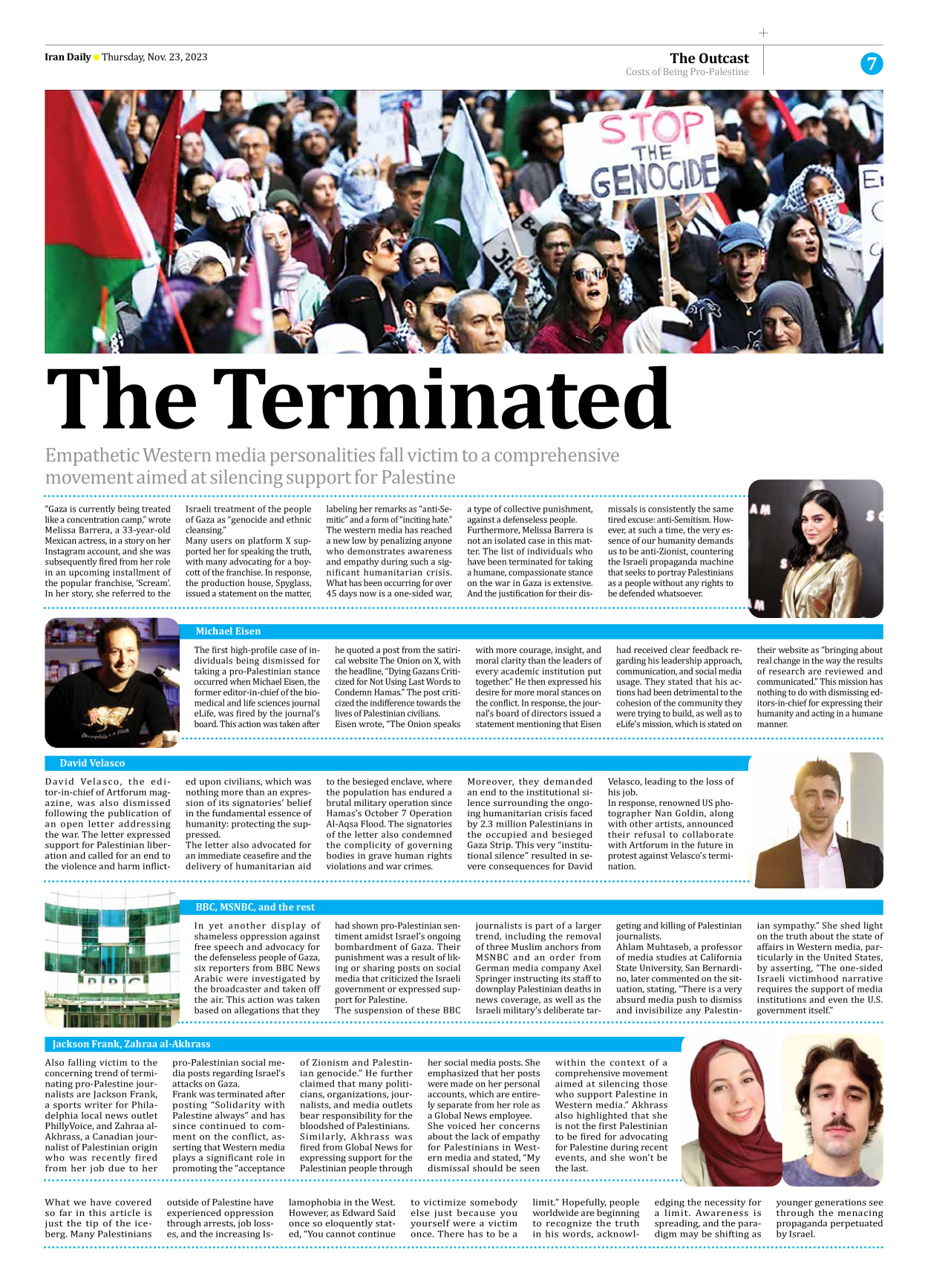 Iran Daily - Number Seven Thousand Four Hundred and Forty Two - 23 November 2023 - Page 7