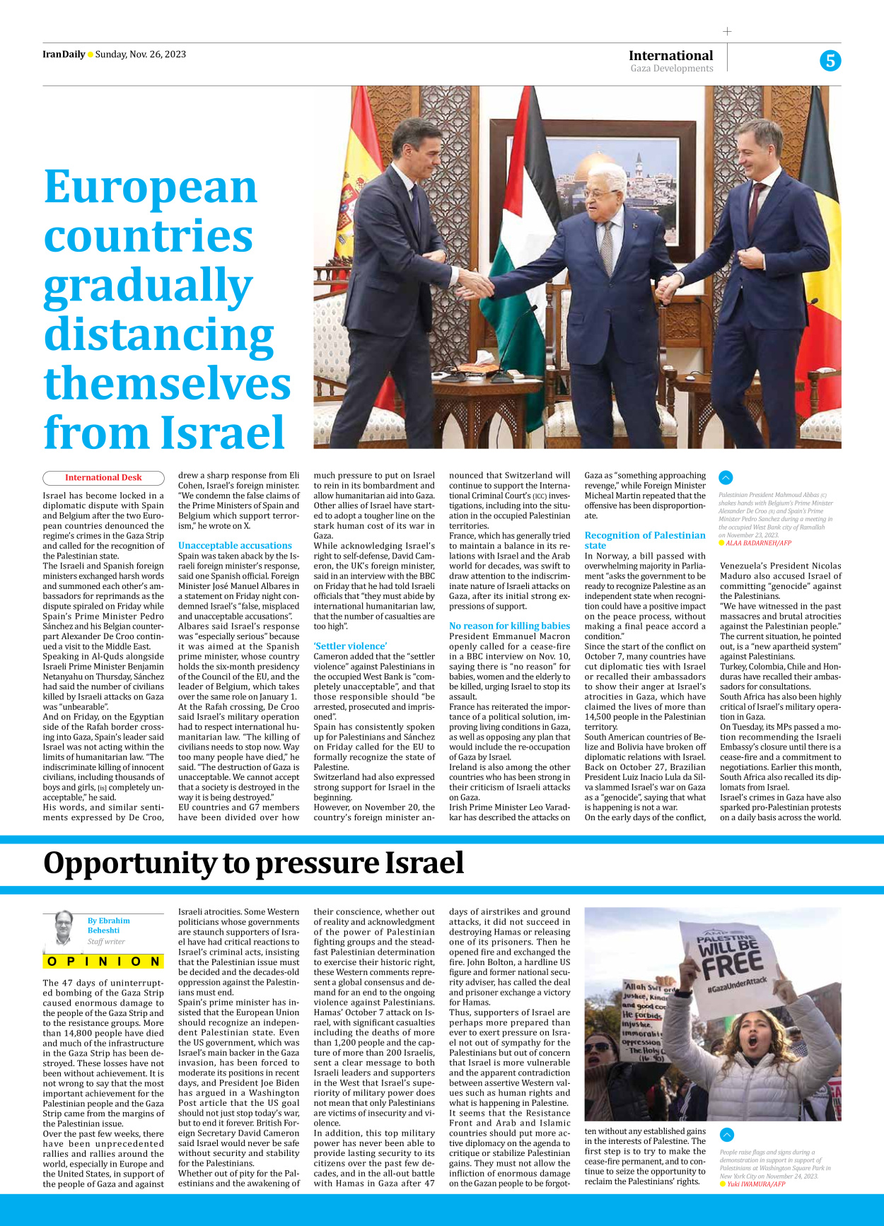 Iran Daily - Number Seven Thousand Four Hundred and Forty Four - 26 November 2023 - Page 5