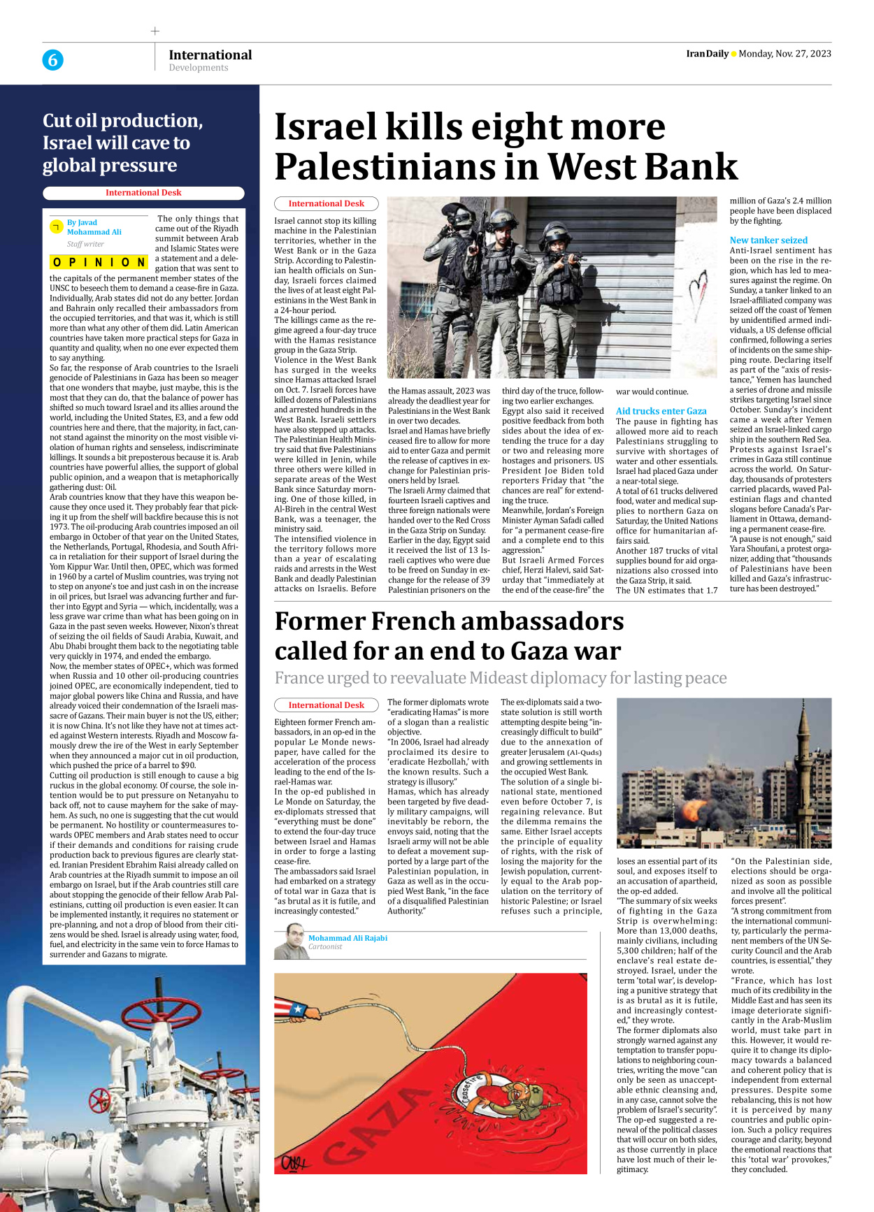Iran Daily - Number Seven Thousand Four Hundred and Forty Five - 27 November 2023 - Page 6