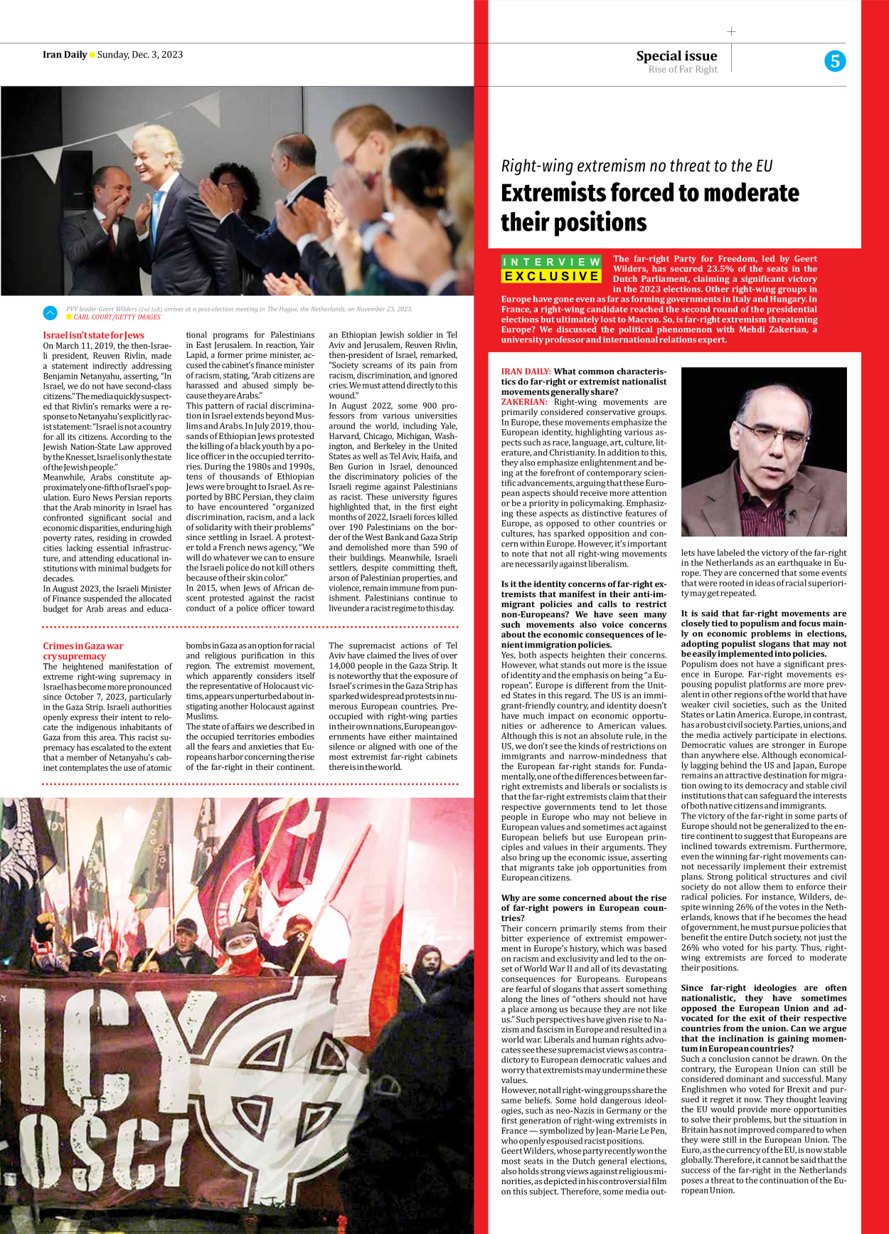 Iran Daily - Number Seven Thousand Four Hundred and Fifty - 03 December 2023 - Page 5