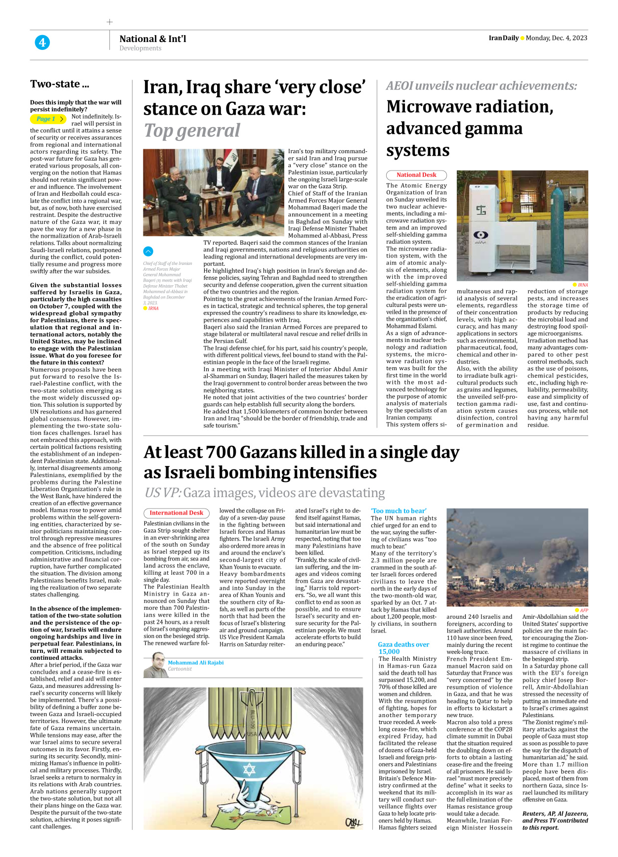 Iran Daily - Number Seven Thousand Four Hundred and Fifty One - 04 December 2023 - Page 4
