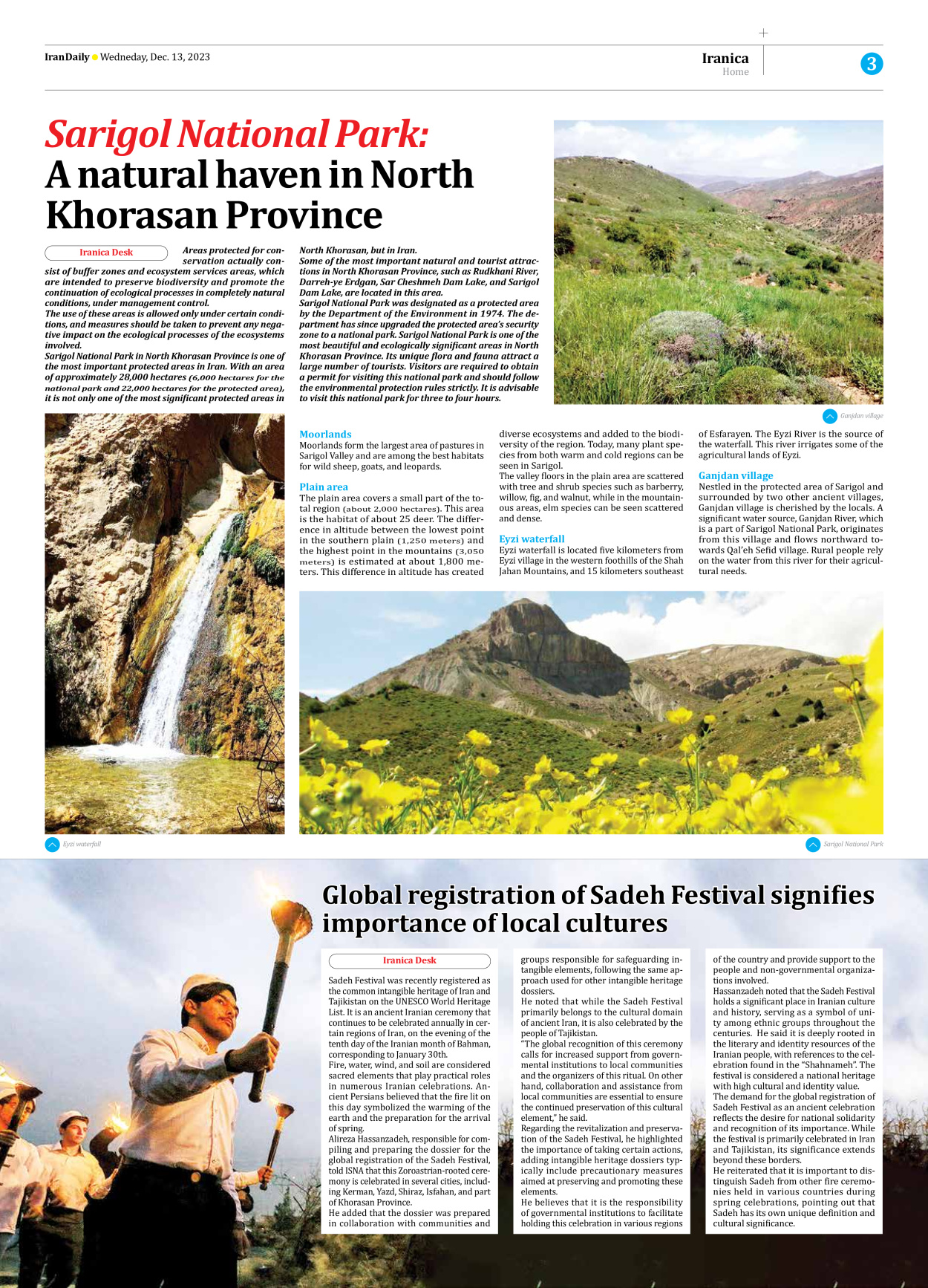 Iran Daily - Number Seven Thousand Four Hundred and Fifty Nine - 13 December 2023 - Page 3