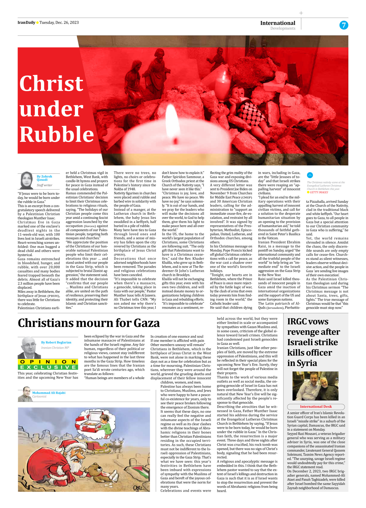 Iran Daily - Number Seven Thousand Four Hundred and Sixty Eight - 26 December 2023 - Page 7