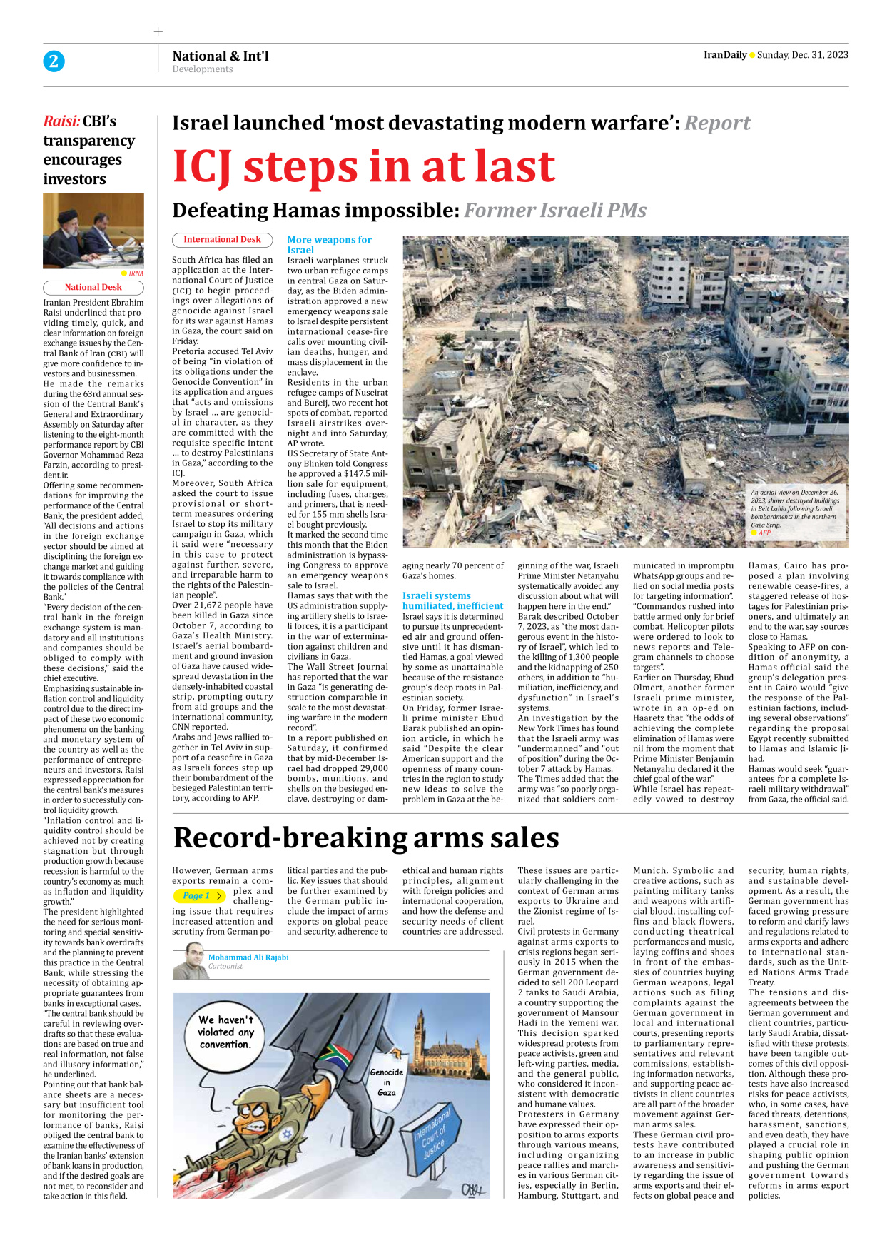 Iran Daily - Number Seven Thousand Four Hundred and Seventy Two - 31 December 2023 - Page 2