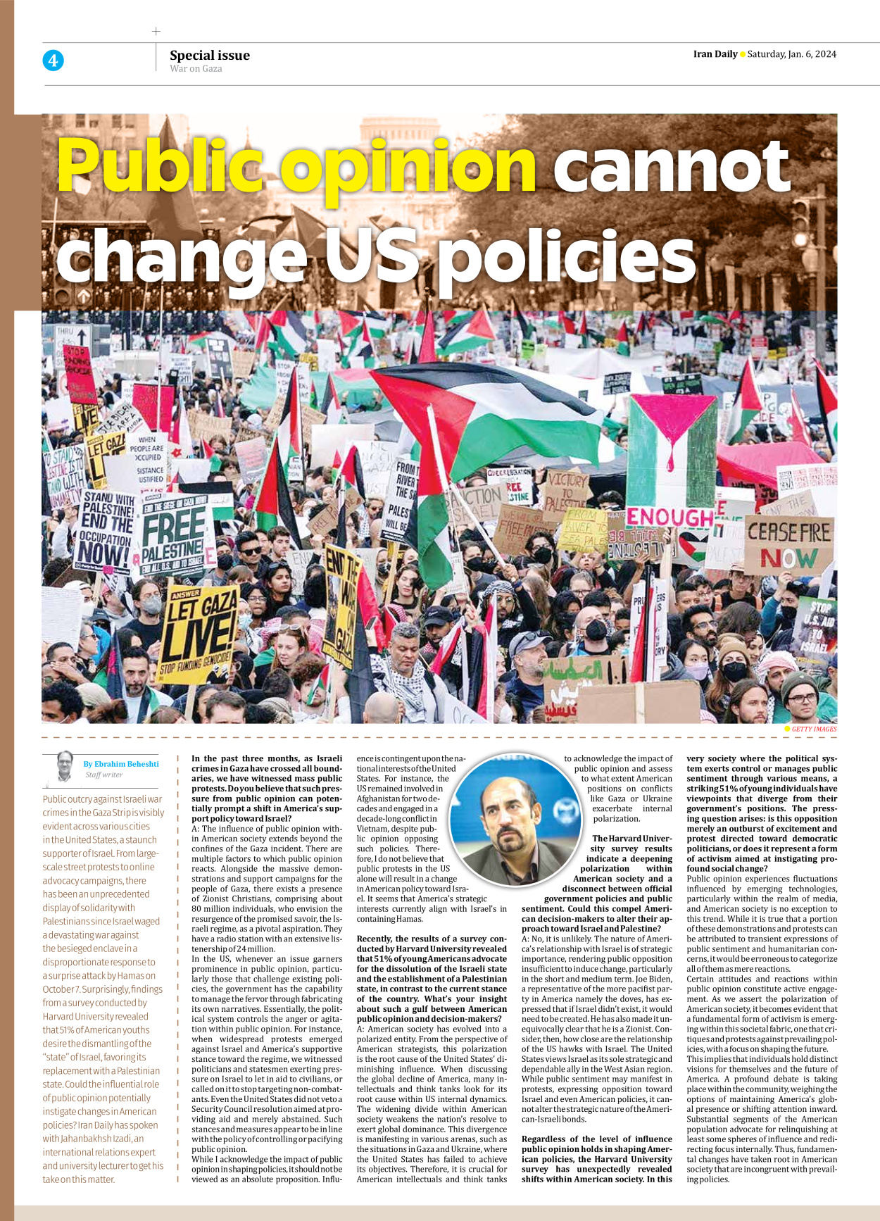 Iran Daily - Number Seven Thousand Four Hundred and Seventy Seven - 06 January 2024 - Page 4