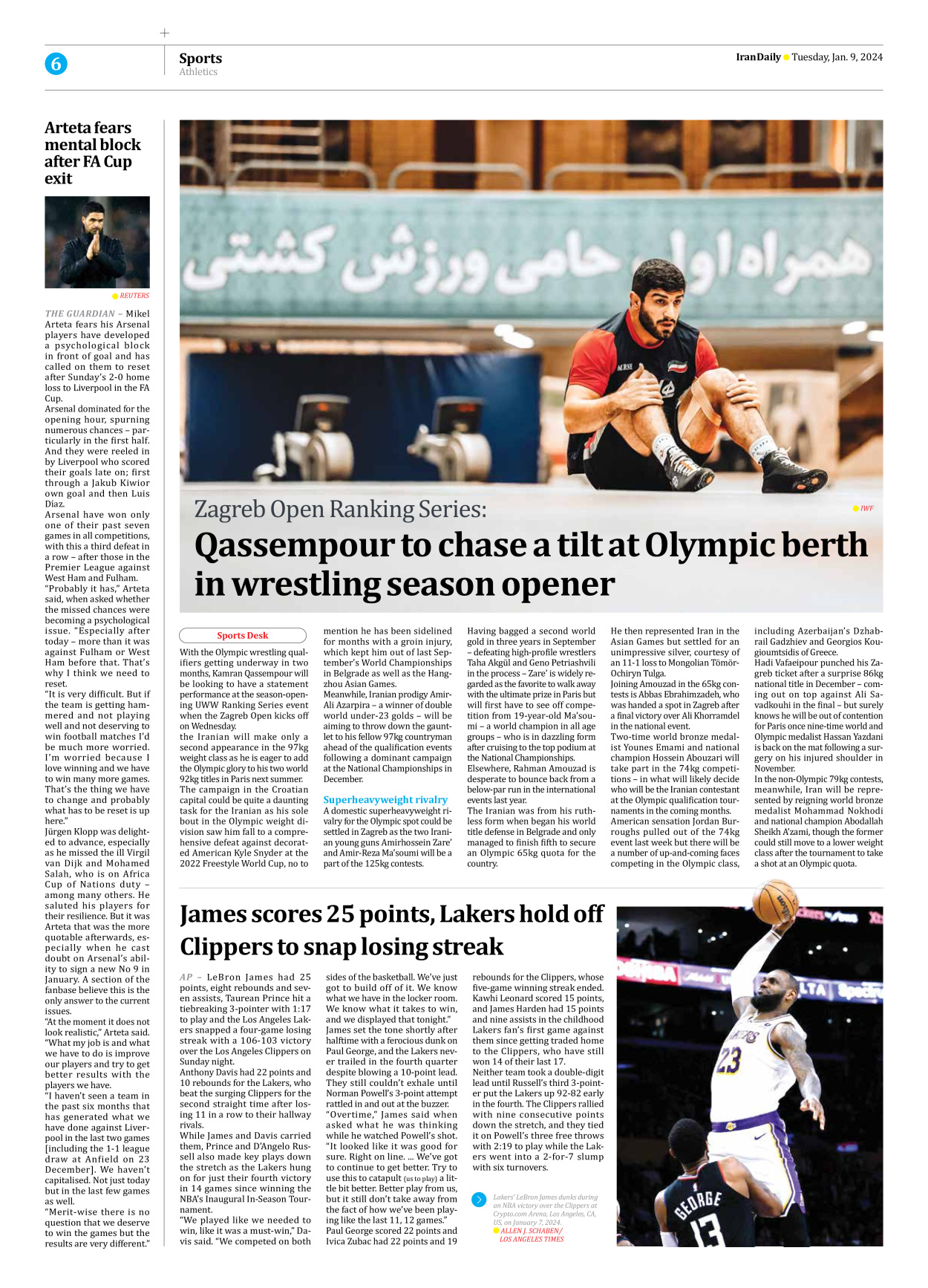 Iran Daily - Number Seven Thousand Four Hundred and Eighty - 09 January 2024 - Page 6