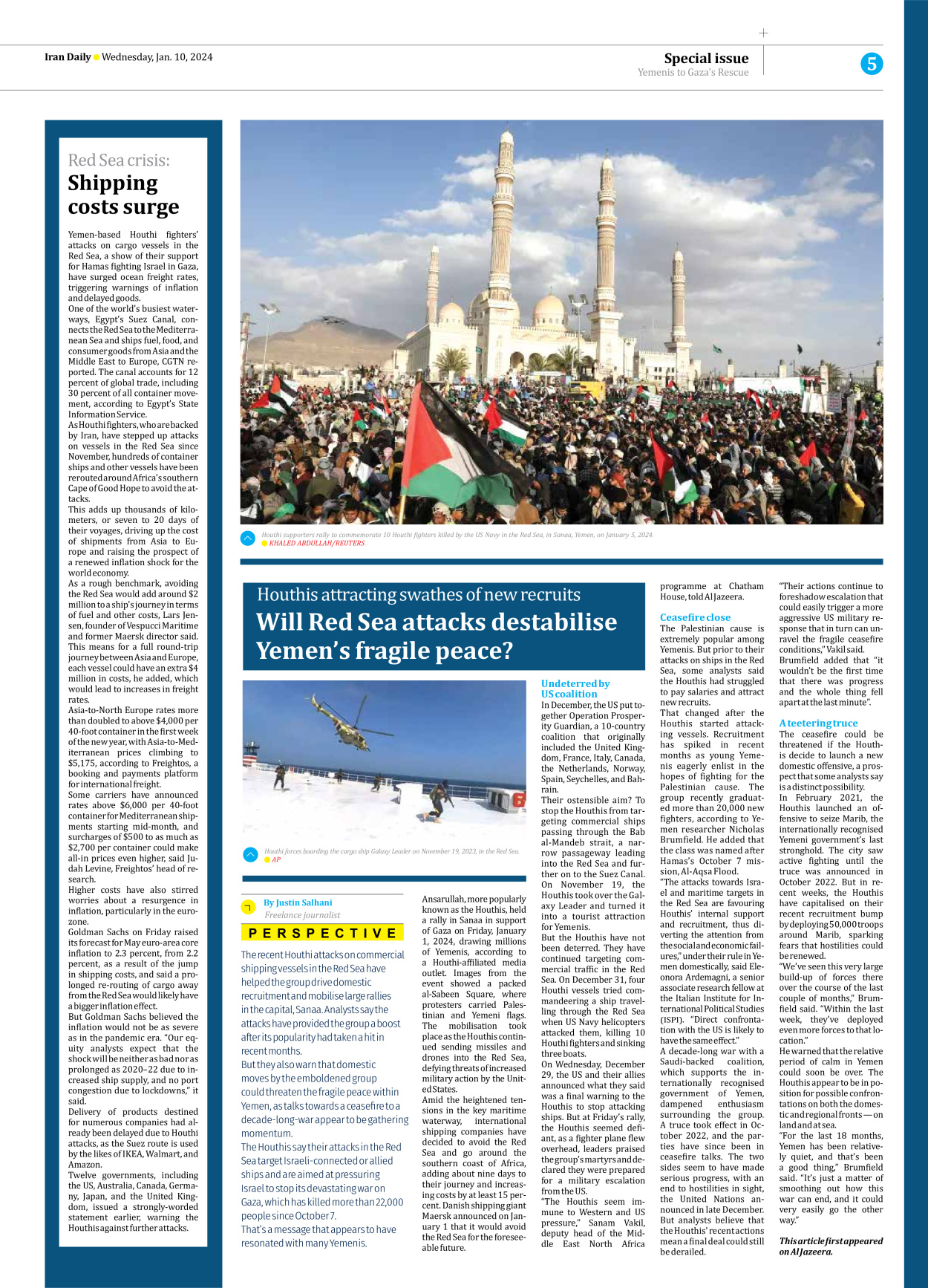 Iran Daily - Number Seven Thousand Four Hundred and Eighty One - 10 January 2024 - Page 5