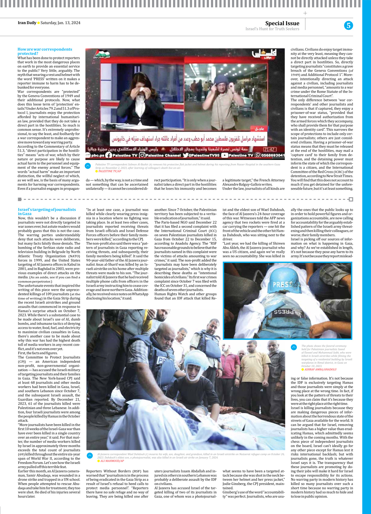 Iran Daily - Number Seven Thousand Four Hundred and Eighty Three - 13 January 2024 - Page 5