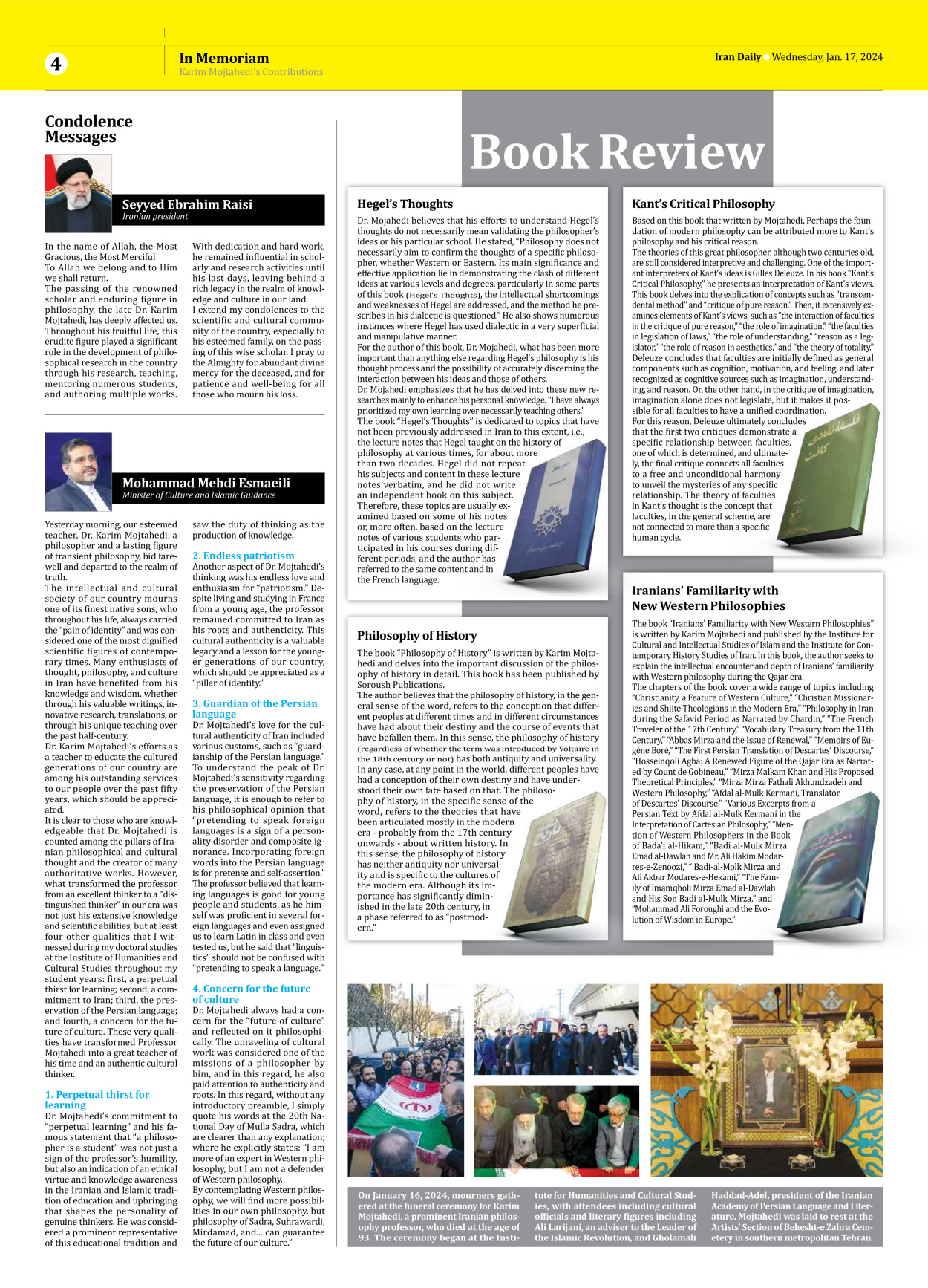 Iran Daily - The special Karim Mojtahedi’s Contributions - 17 January 2024 - Page 4