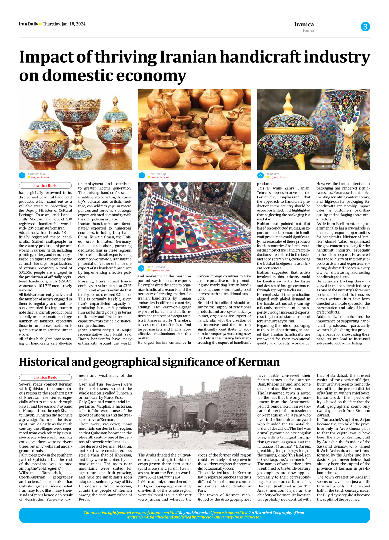 Iran Daily - Number Seven Thousand Four Hundred and Eighty Eight - 18 January 2024 - Page 3