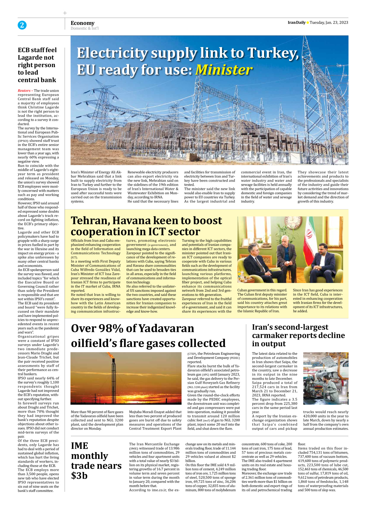 Iran Daily - Number Seven Thousand Four Hundred and Ninety Two - 23 January 2024 - Page 2