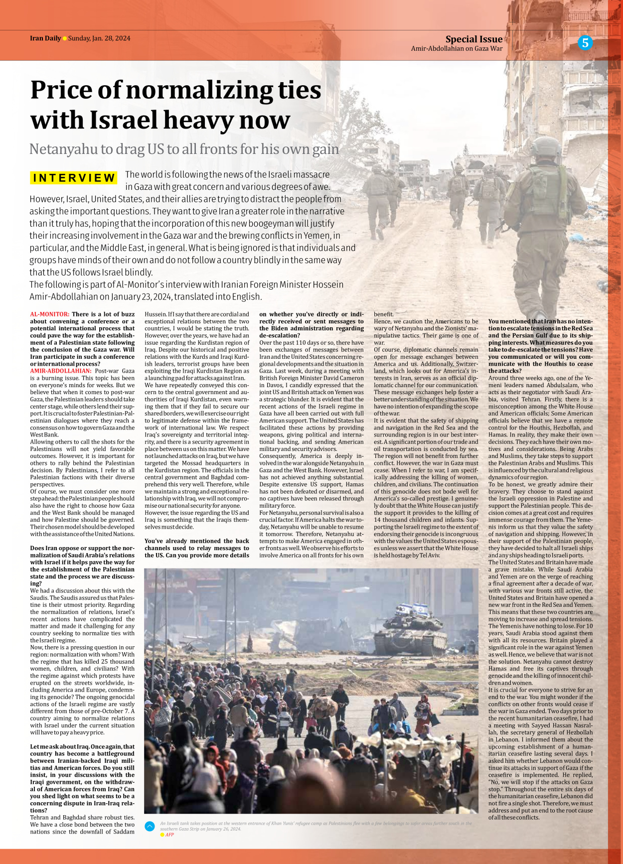 Iran Daily - Number Seven Thousand Four Hundred and Ninety Five - 28 January 2024 - Page 5