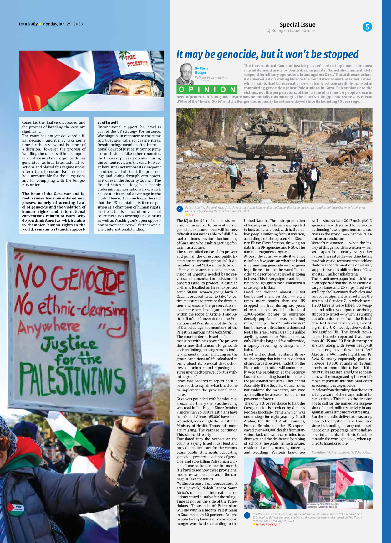 Iran Daily - Number Seven Thousand Four Hundred and Ninety Six - 29 January 2024 - Page 5