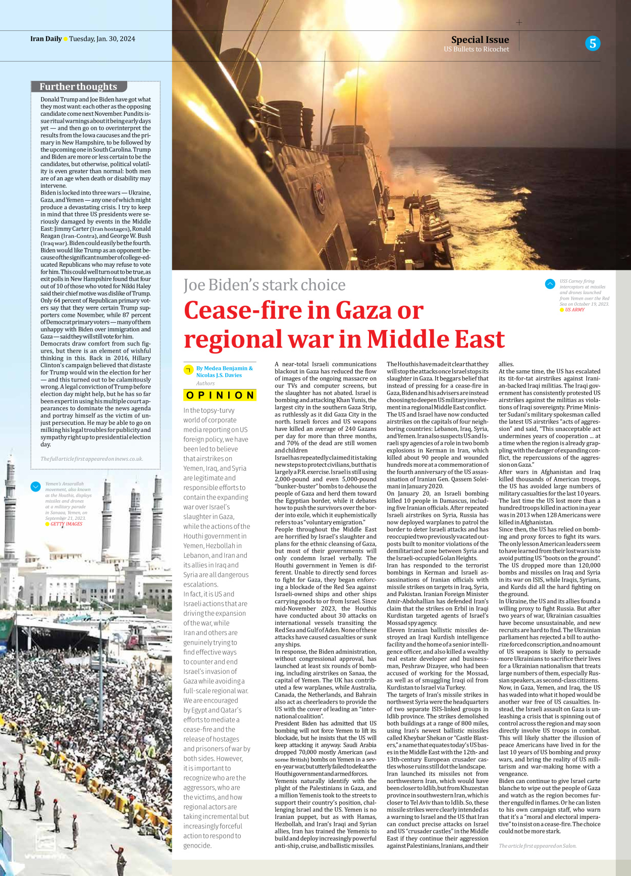 Iran Daily - Number Seven Thousand Four Hundred and Ninety Seven - 30 January 2024 - Page 5