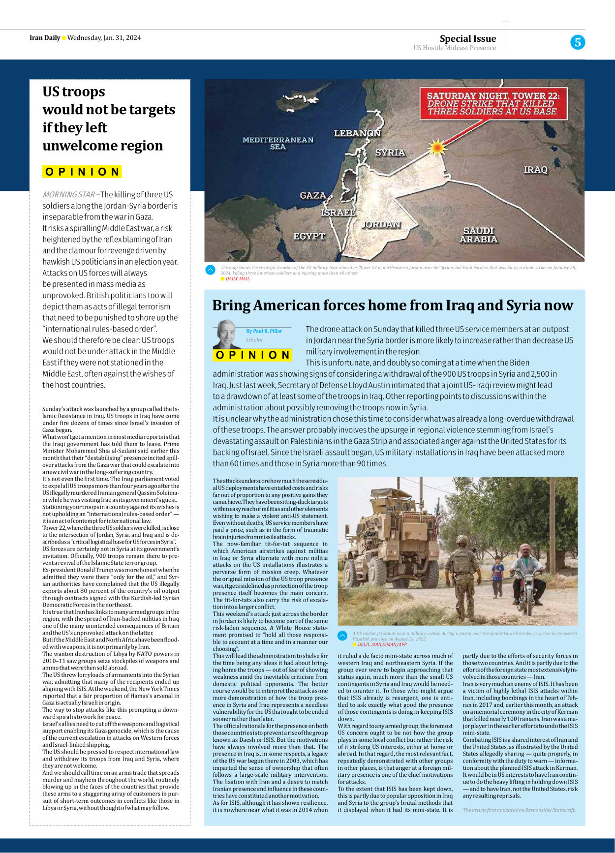 Iran Daily - Number Seven Thousand Four Hundred and Ninety Eight - 31 January 2024 - Page 5