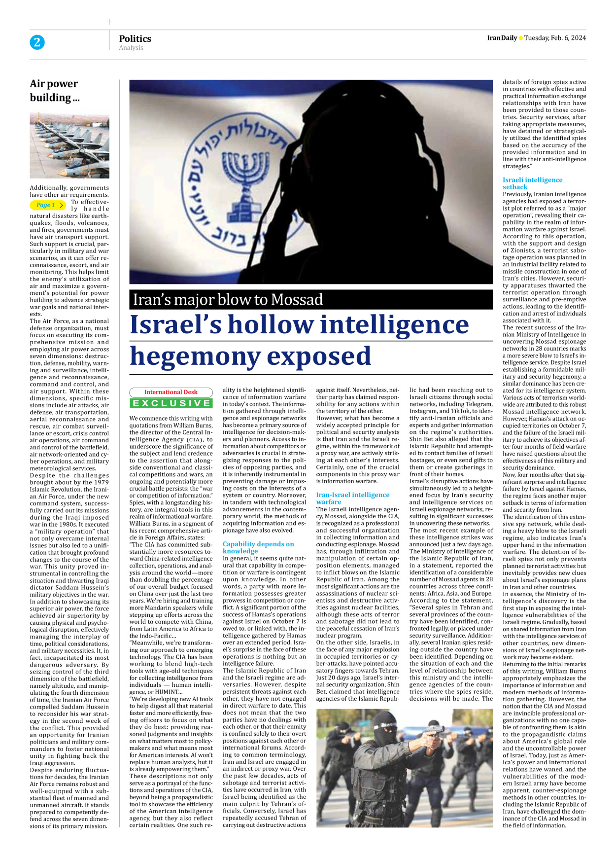 Iran Daily - Number Seven Thousand Five Hundred and Three - 06 February 2024 - Page 2