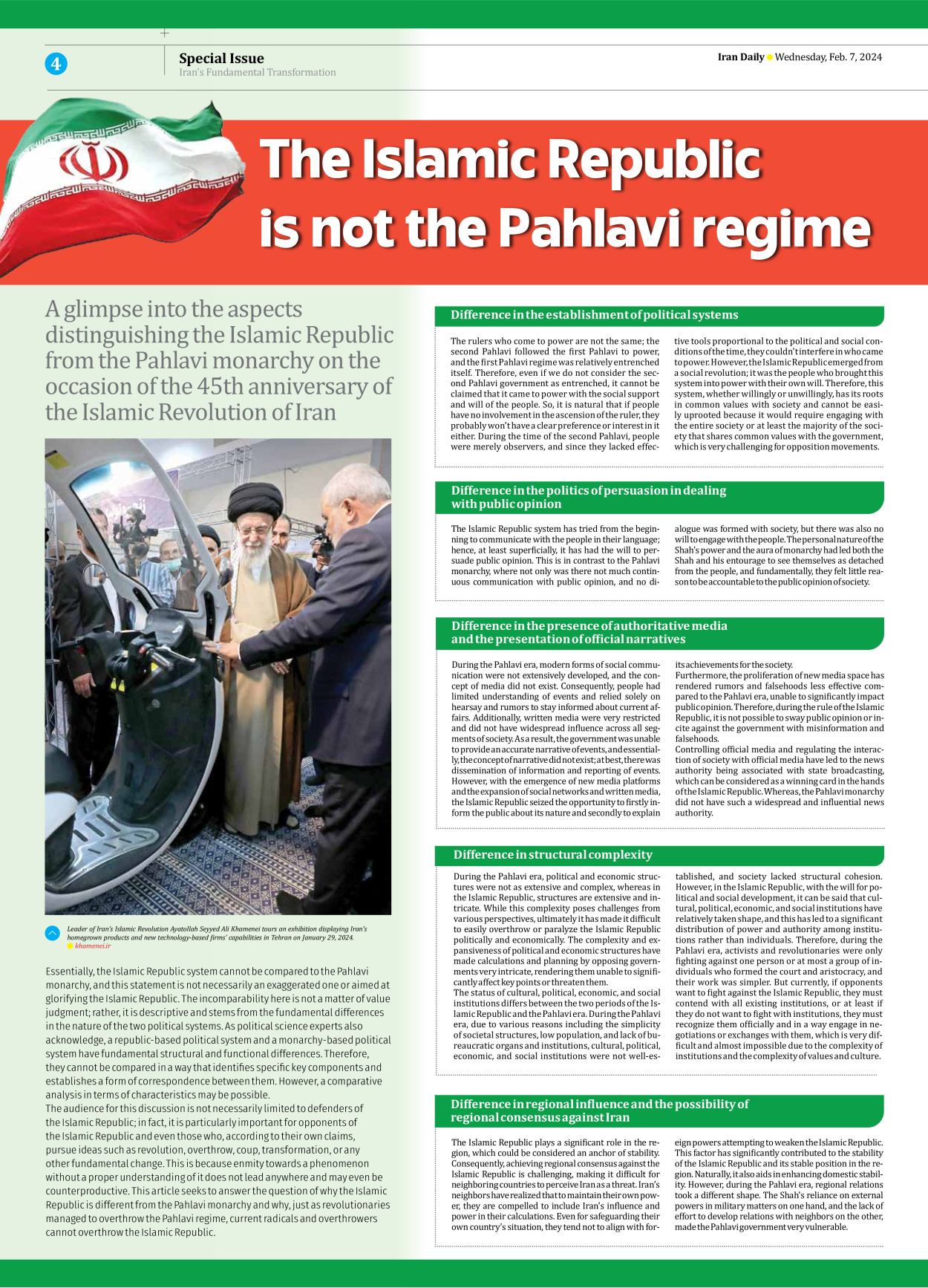 Iran Daily - Number Seven Thousand Five Hundred and Four - 07 February 2024 - Page 4