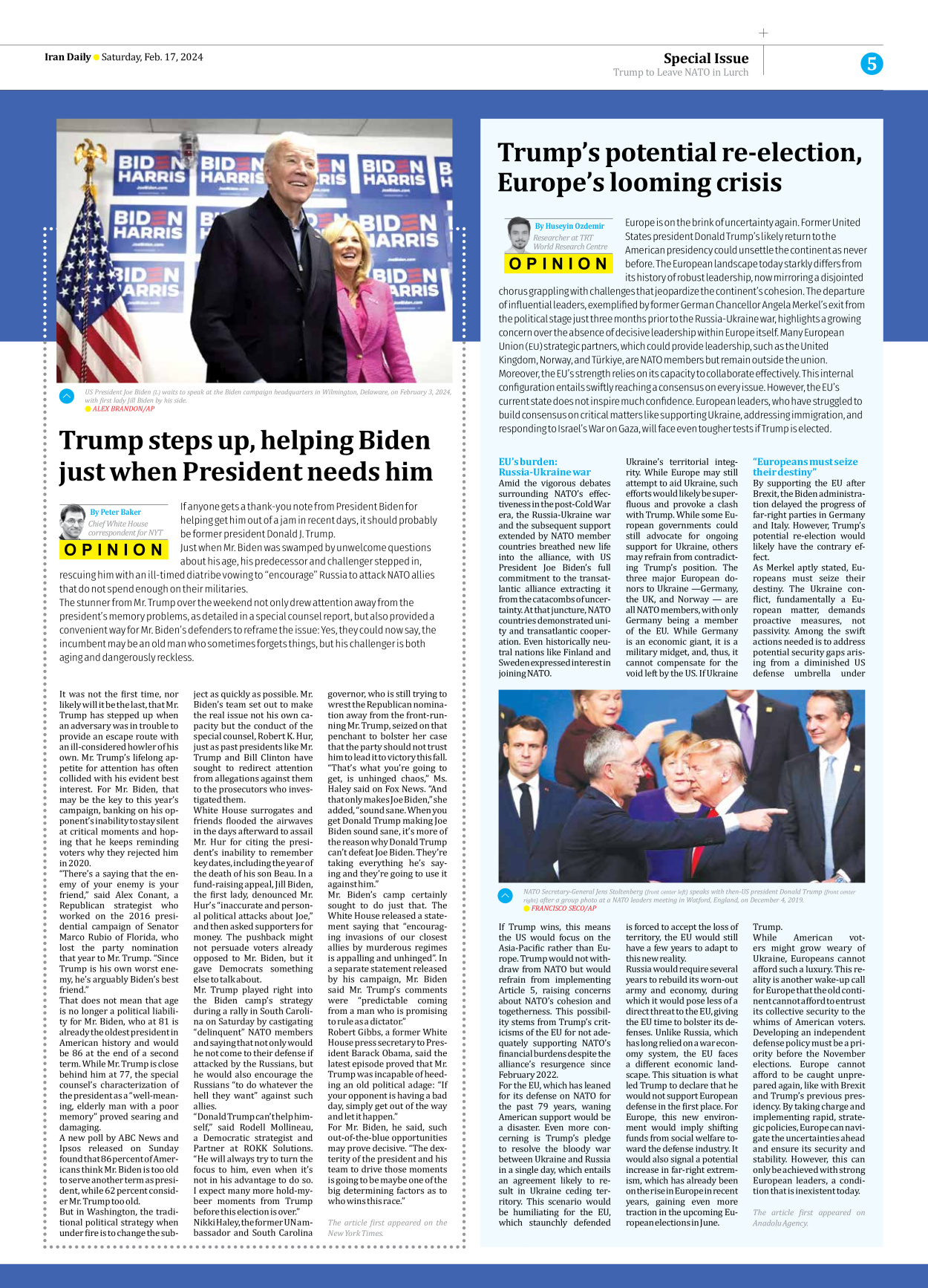 Iran Daily - Number Seven Thousand Five Hundred and Nine - 17 February 2024 - Page 5
