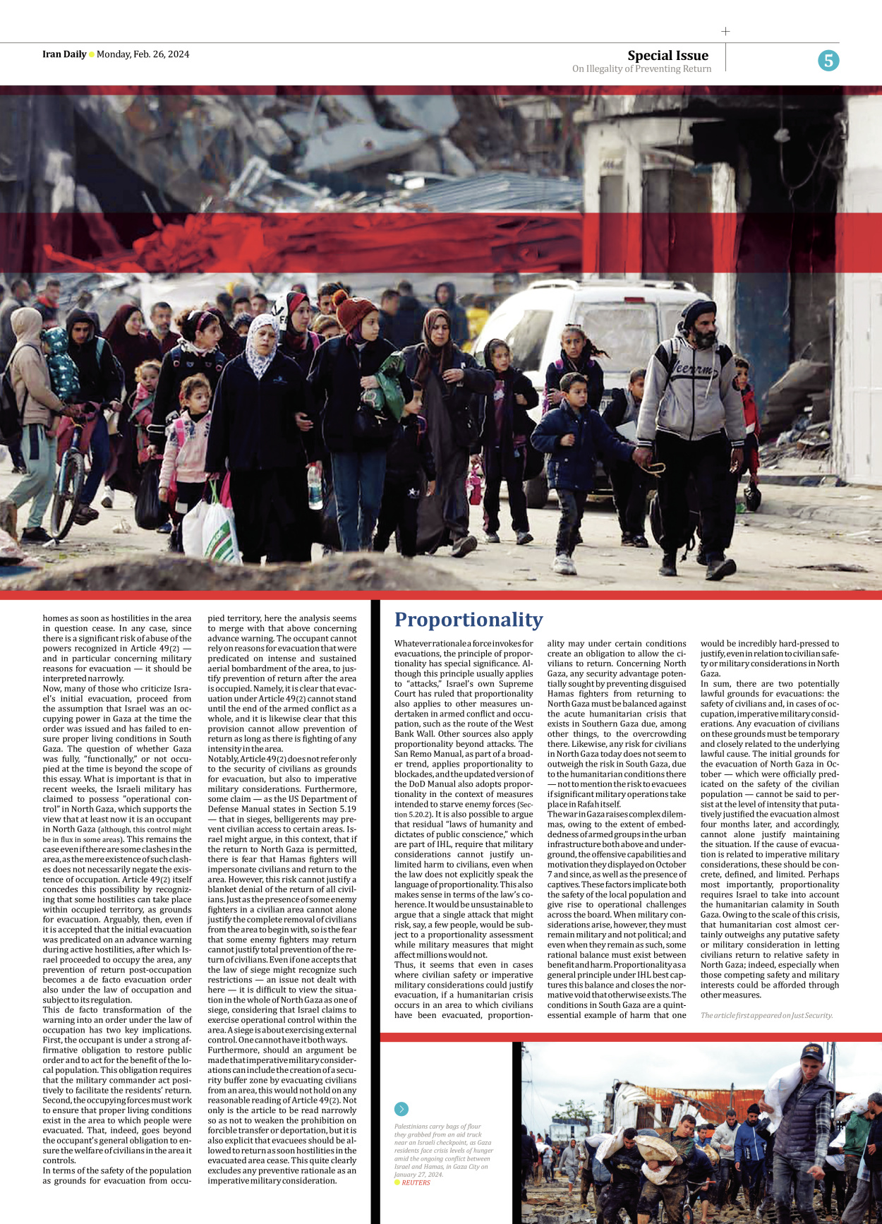 Iran Daily - Number Seven Thousand Five Hundred and Fifteen - 26 February 2024 - Page 5