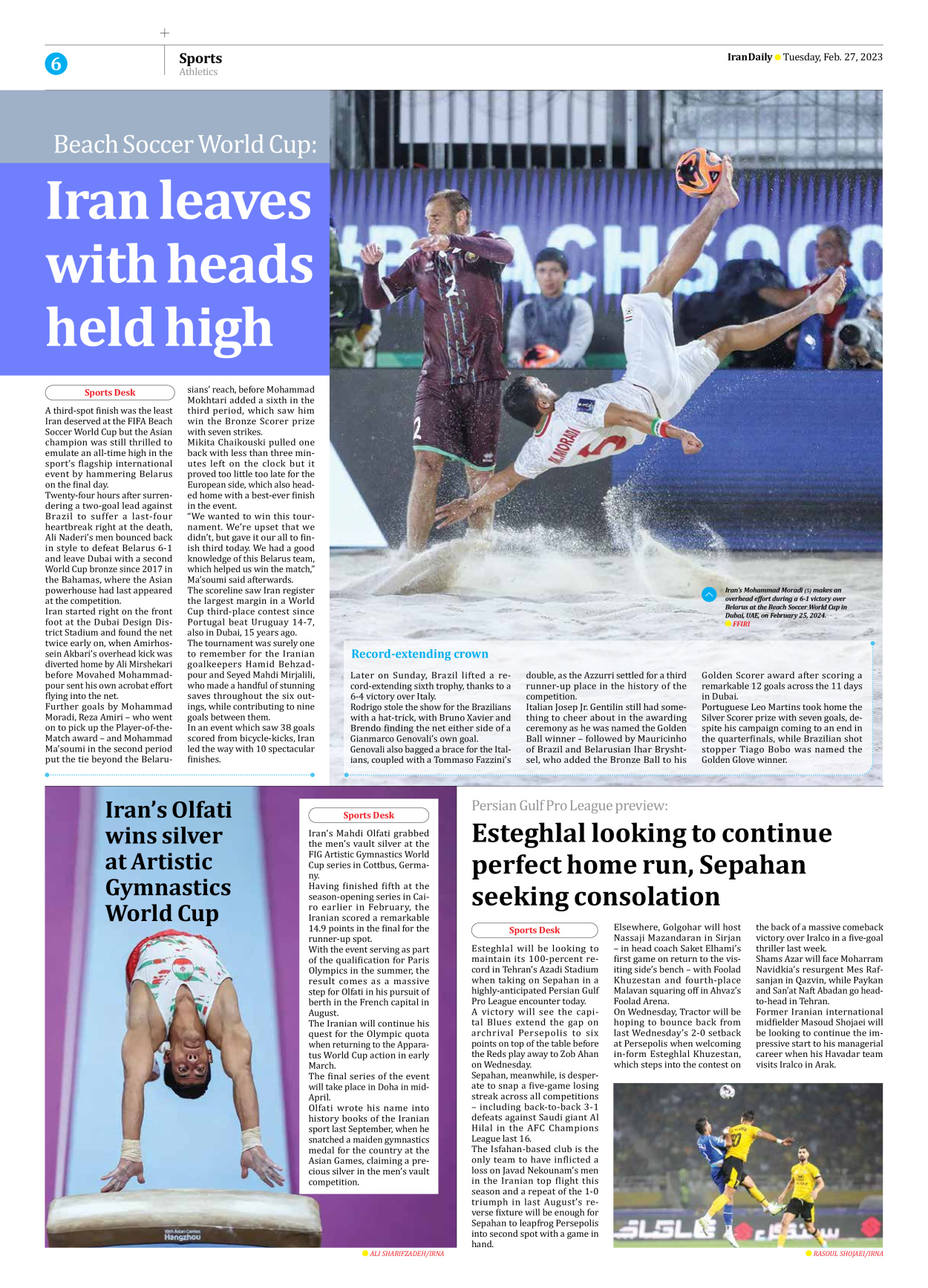 Iran Daily - Number Seven Thousand Five Hundred and Sixteen - 27 February 2024 - Page 6