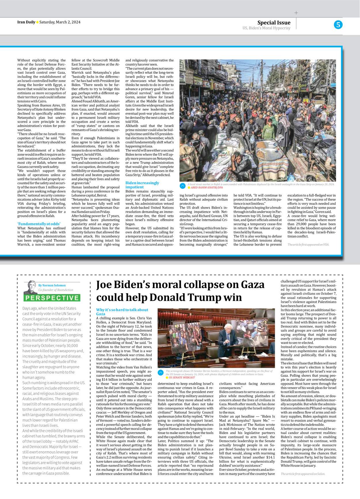 Iran Daily - Number Seven Thousand Five Hundred and Nineteen - 02 March 2024 - Page 5