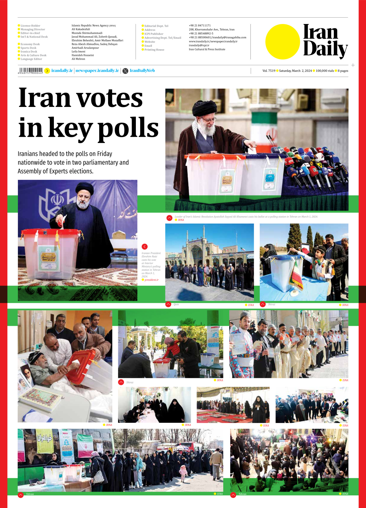 Iran Daily - Number Seven Thousand Five Hundred and Nineteen - 02 March 2024 - Page 8