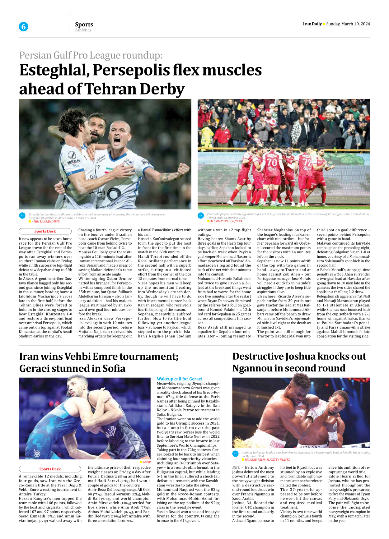 Iran Daily - Number Seven Thousand Five Hundred and Twenty Six - 10 March 2024 - Page 6