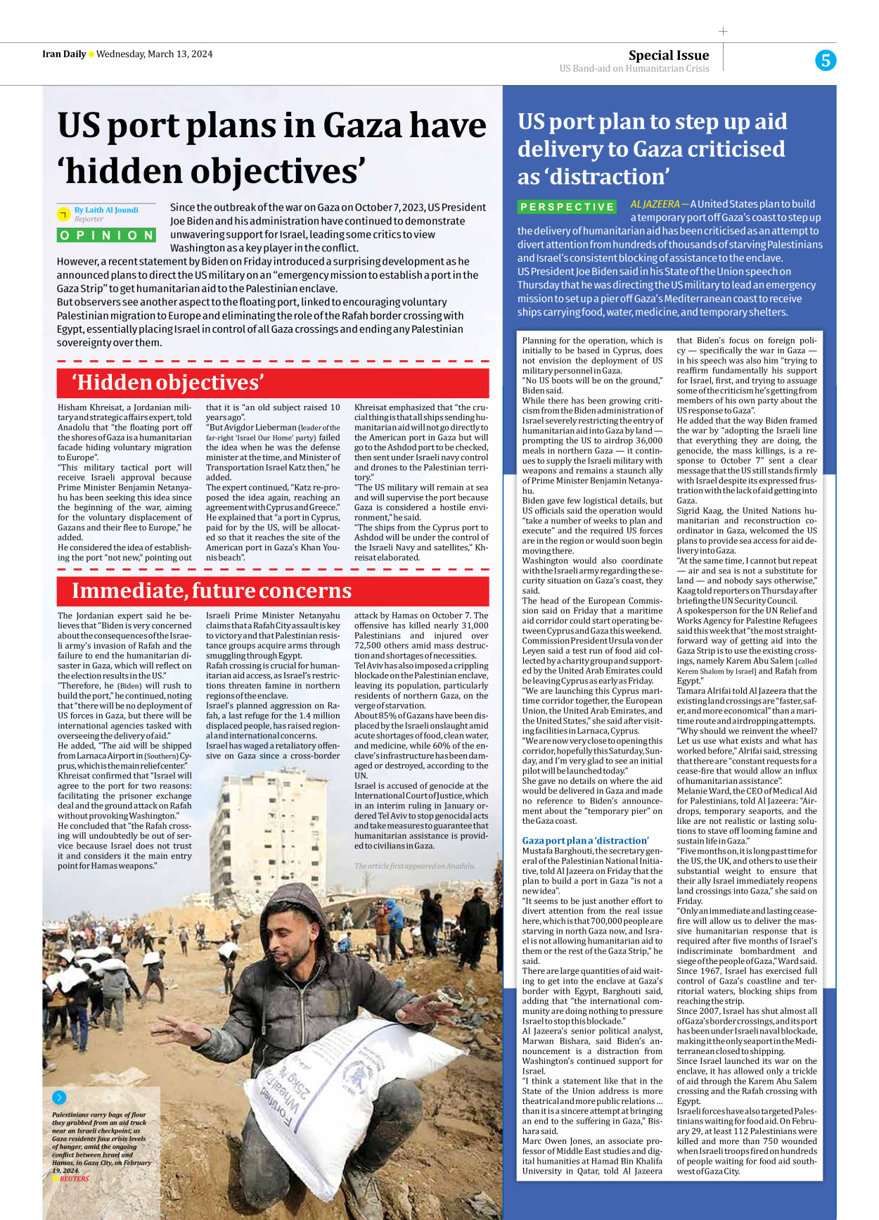 Iran Daily - Number Seven Thousand Five Hundred and Twenty Nine - 13 March 2024 - Page 5