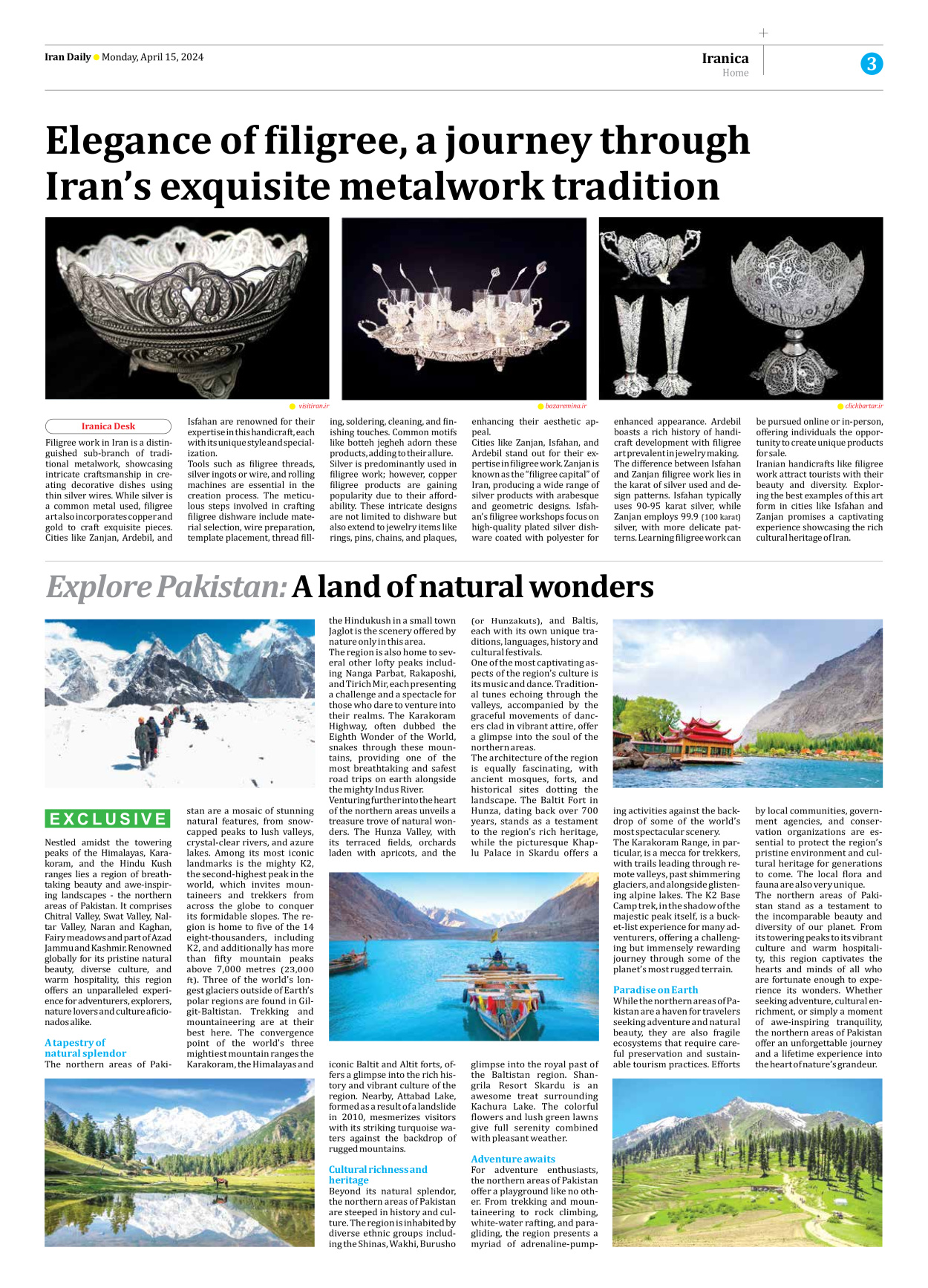Iran Daily - Number Seven Thousand Five Hundred and Thirty Three - 15 April 2024 - Page 3