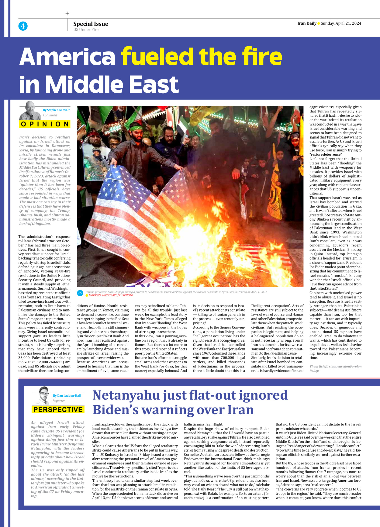 Iran Daily - Number Seven Thousand Five Hundred and Thirty Eight - 21 April 2024 - Page 4