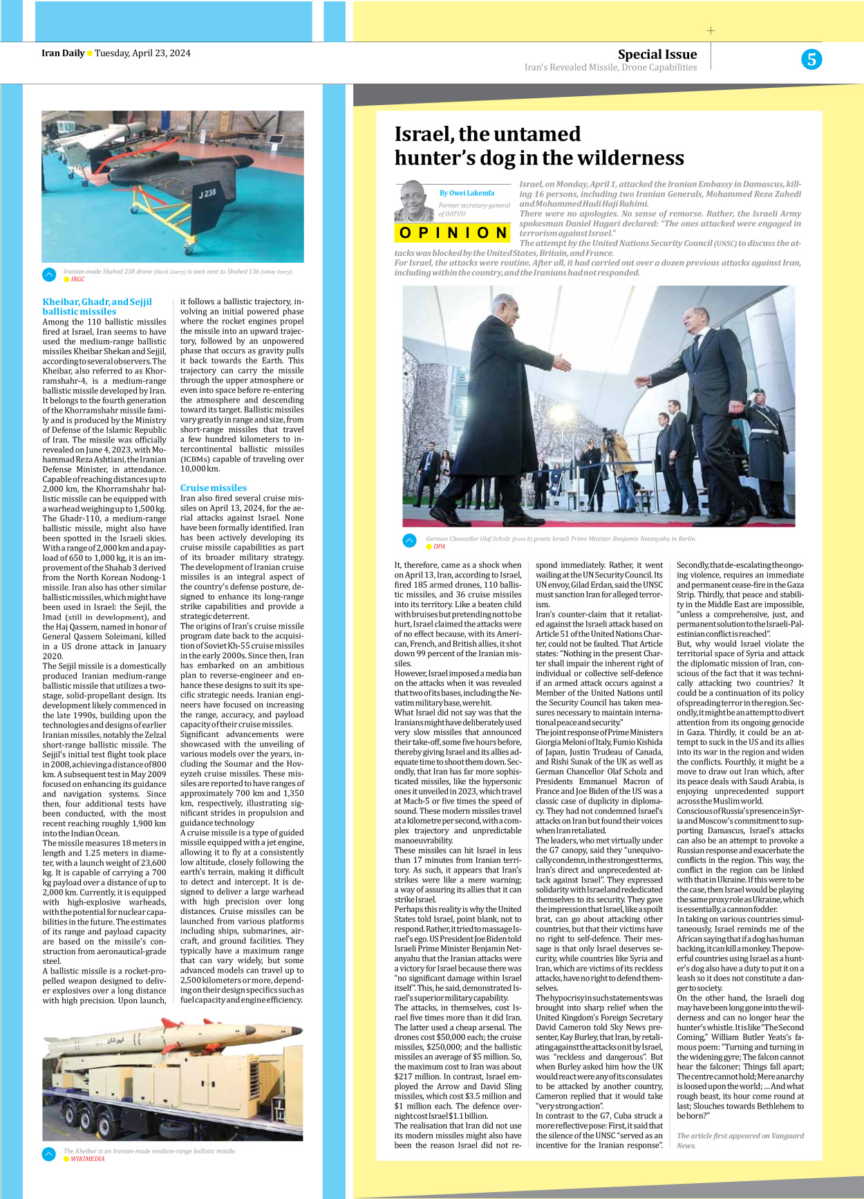 Iran Daily - Number Seven Thousand Five Hundred and Forty - 23 April 2024 - Page 5