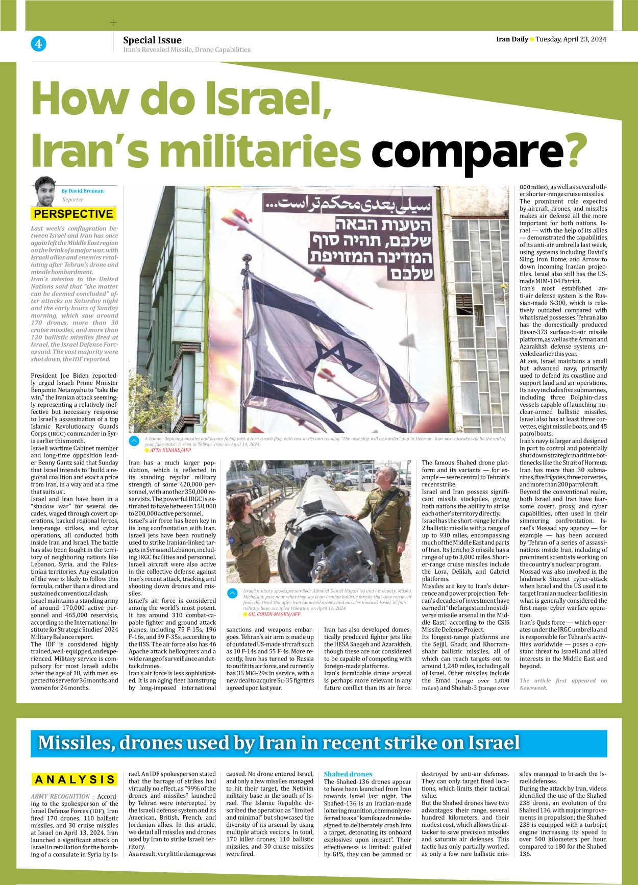 Iran Daily - Number Seven Thousand Five Hundred and Forty - 23 April 2024 - Page 4