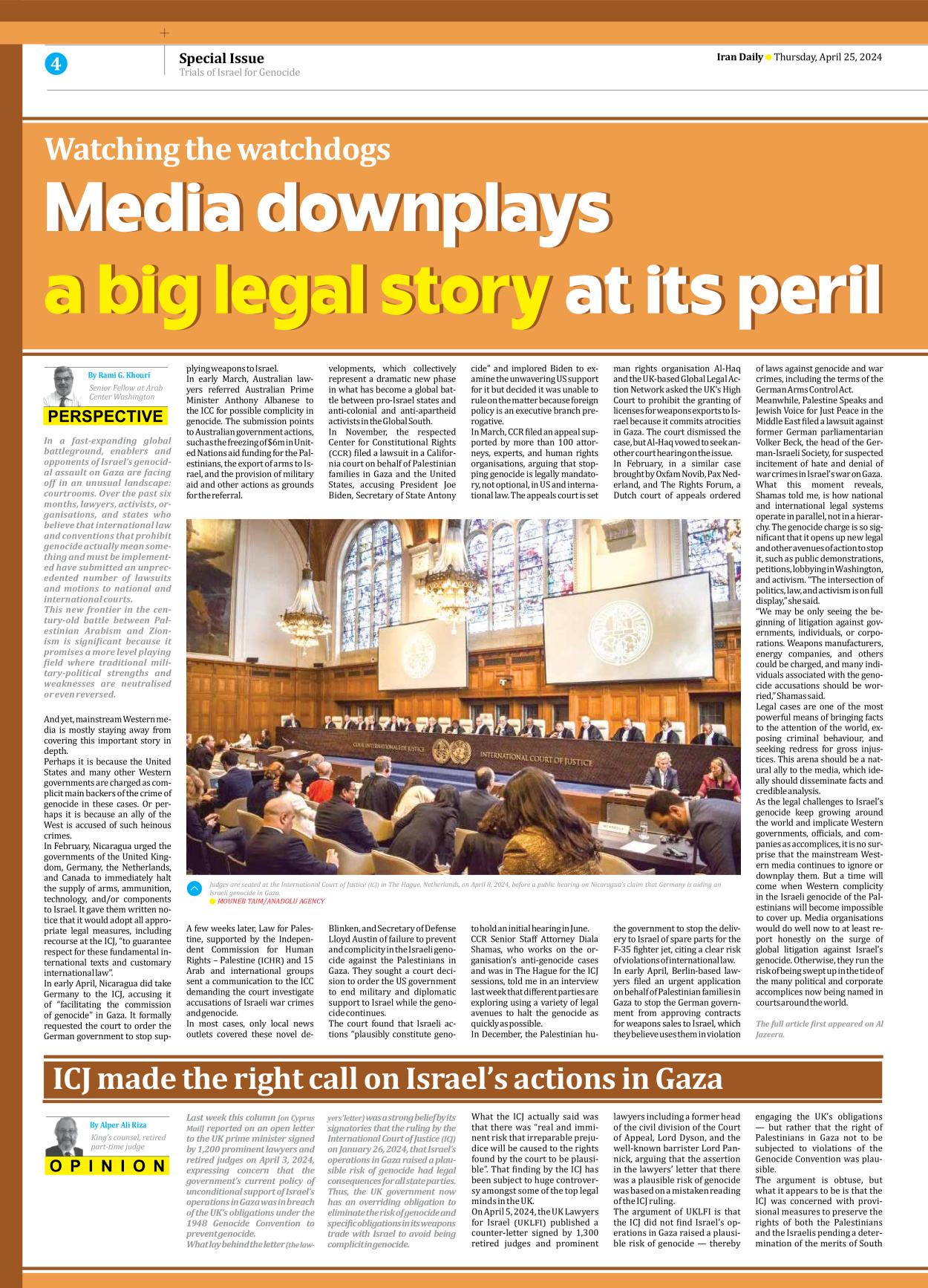 Iran Daily - Number Seven Thousand Five Hundred and Forty Two - 25 April 2024 - Page 4