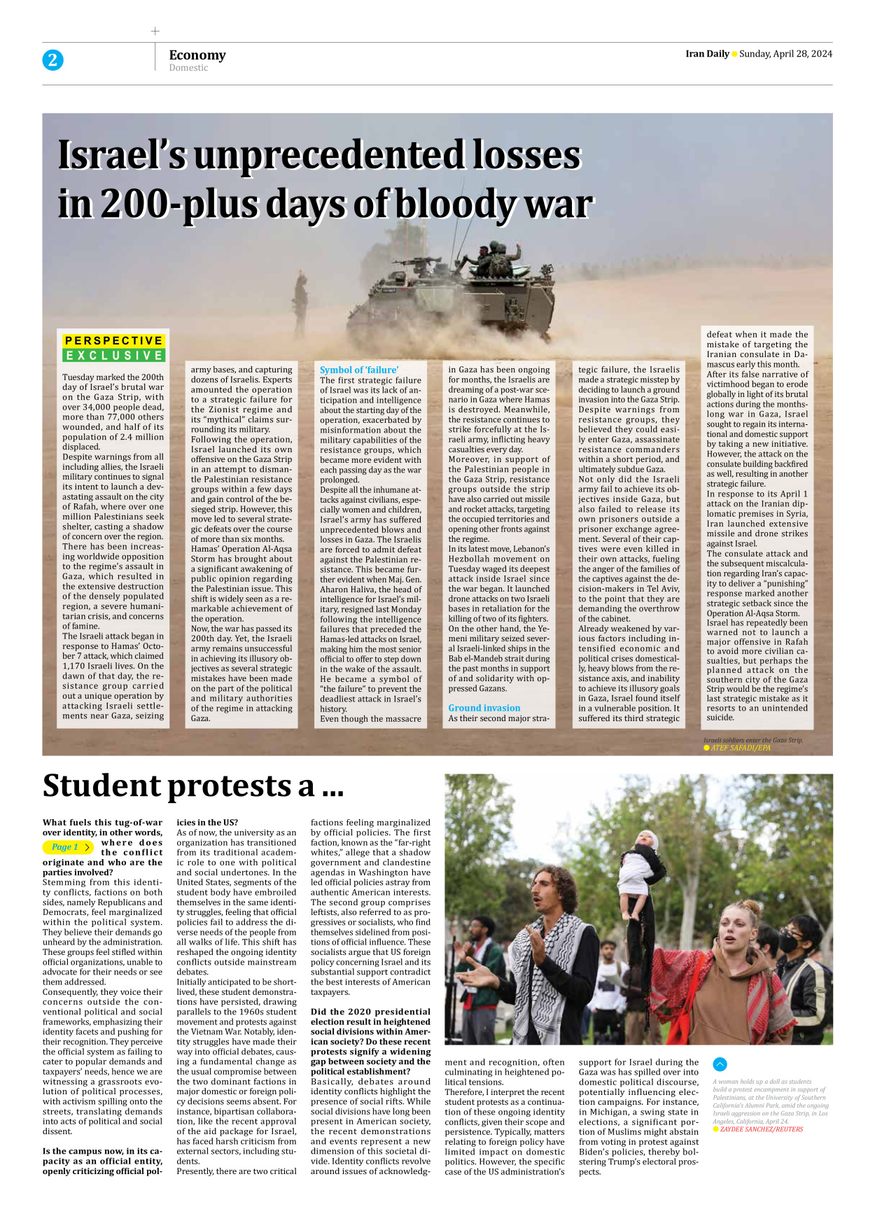 Iran Daily - Number Seven Thousand Five Hundred and Forty Four - 28 April 2024 - Page 2