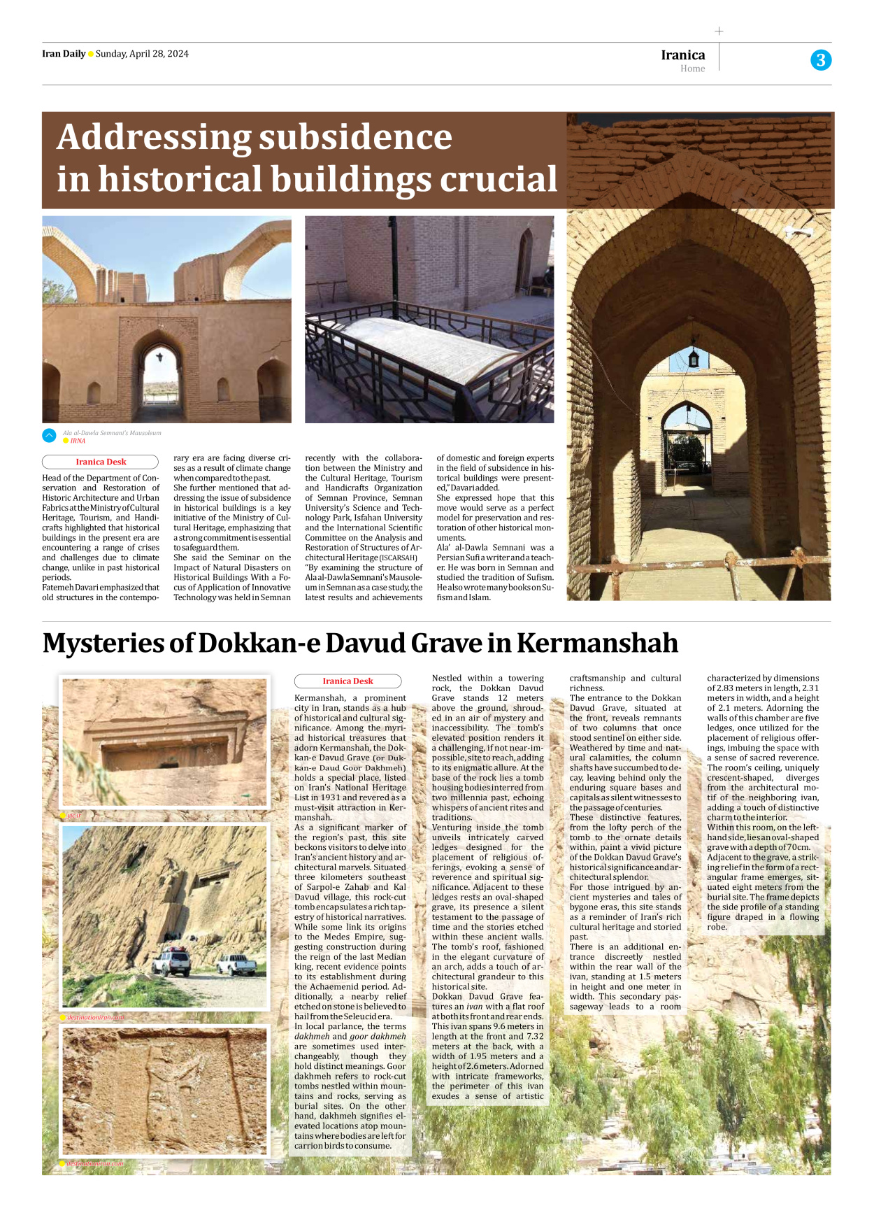 Iran Daily - Number Seven Thousand Five Hundred and Forty Four - 28 April 2024 - Page 3