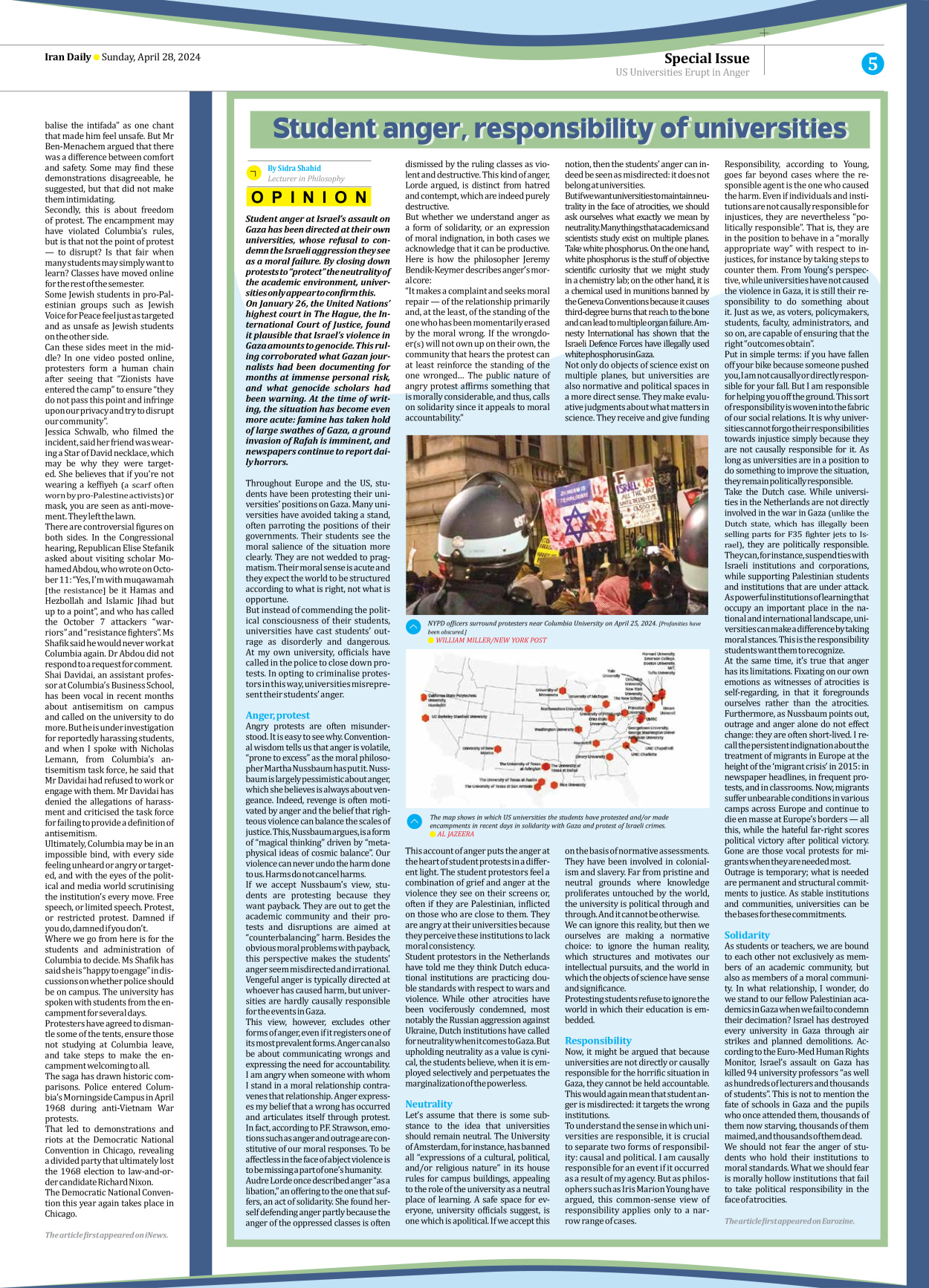 Iran Daily - Number Seven Thousand Five Hundred and Forty Four - 28 April 2024 - Page 5