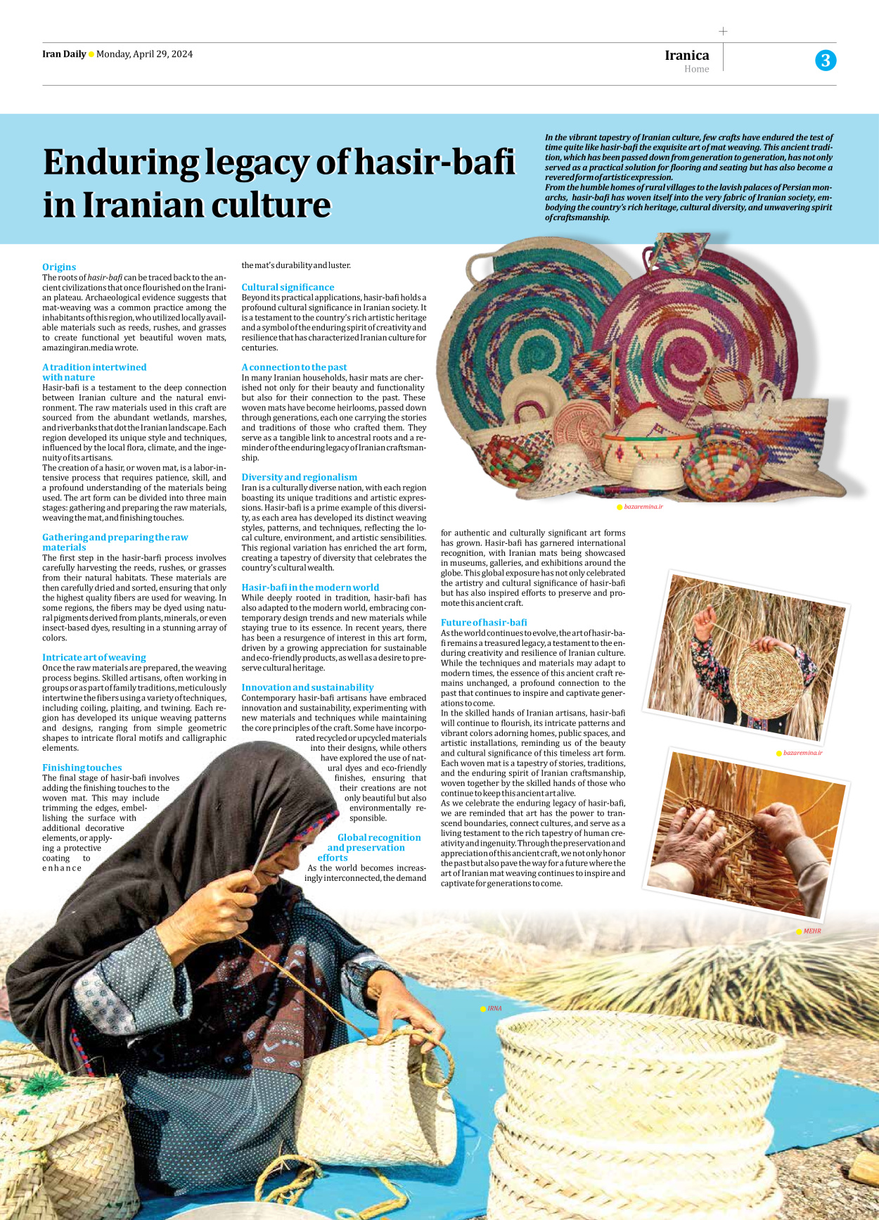 Iran Daily - Number Seven Thousand Five Hundred and Forty Five - 29 April 2024 - Page 3