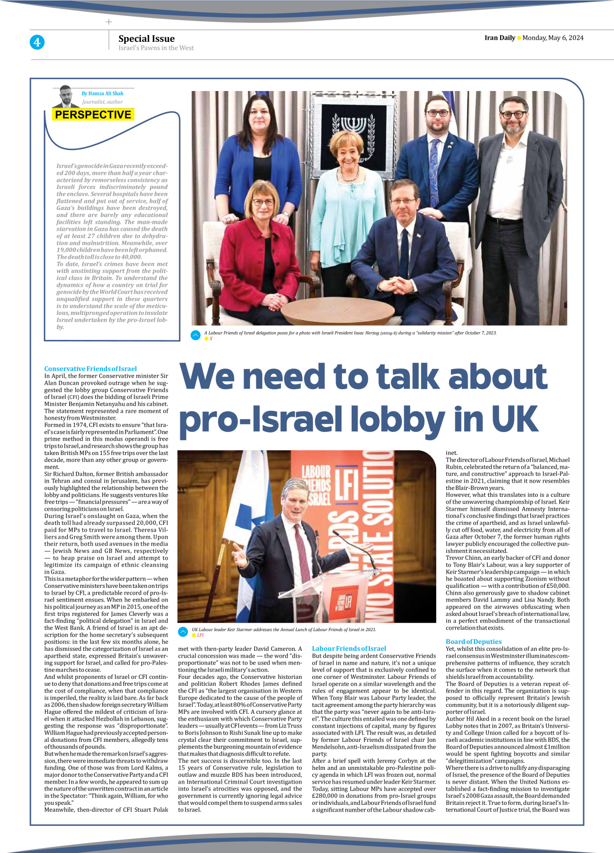 Iran Daily - Number Seven Thousand Five Hundred and Fifty - 06 May 2024 - Page 4