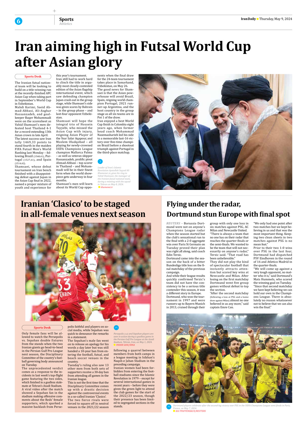 Iran Daily - Number Seven Thousand Five Hundred and Fifty Three - 09 May 2024 - Page 6