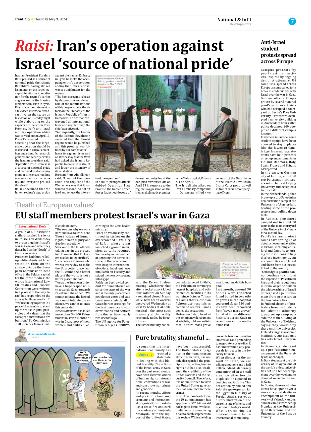 Iran Daily - Number Seven Thousand Five Hundred and Fifty Three - 09 May 2024 - Page 7
