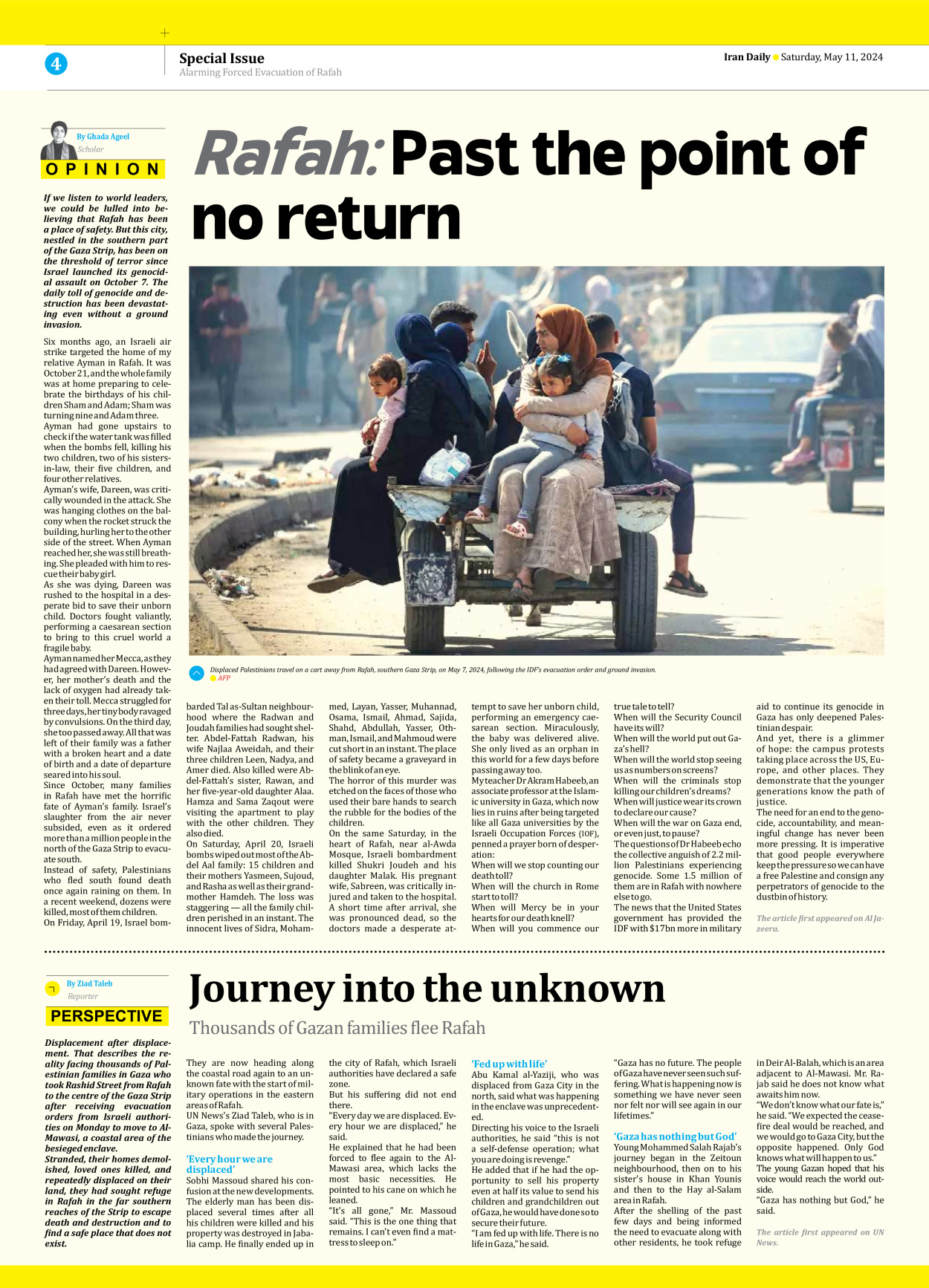 Iran Daily - Number Seven Thousand Five Hundred and Fifty Four - 11 May 2024 - Page 4
