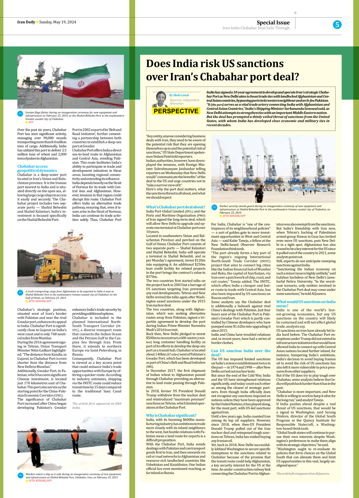 Iran Daily - Number Seven Thousand Five Hundred and Sixty One - 19 May 2024 - Page 5