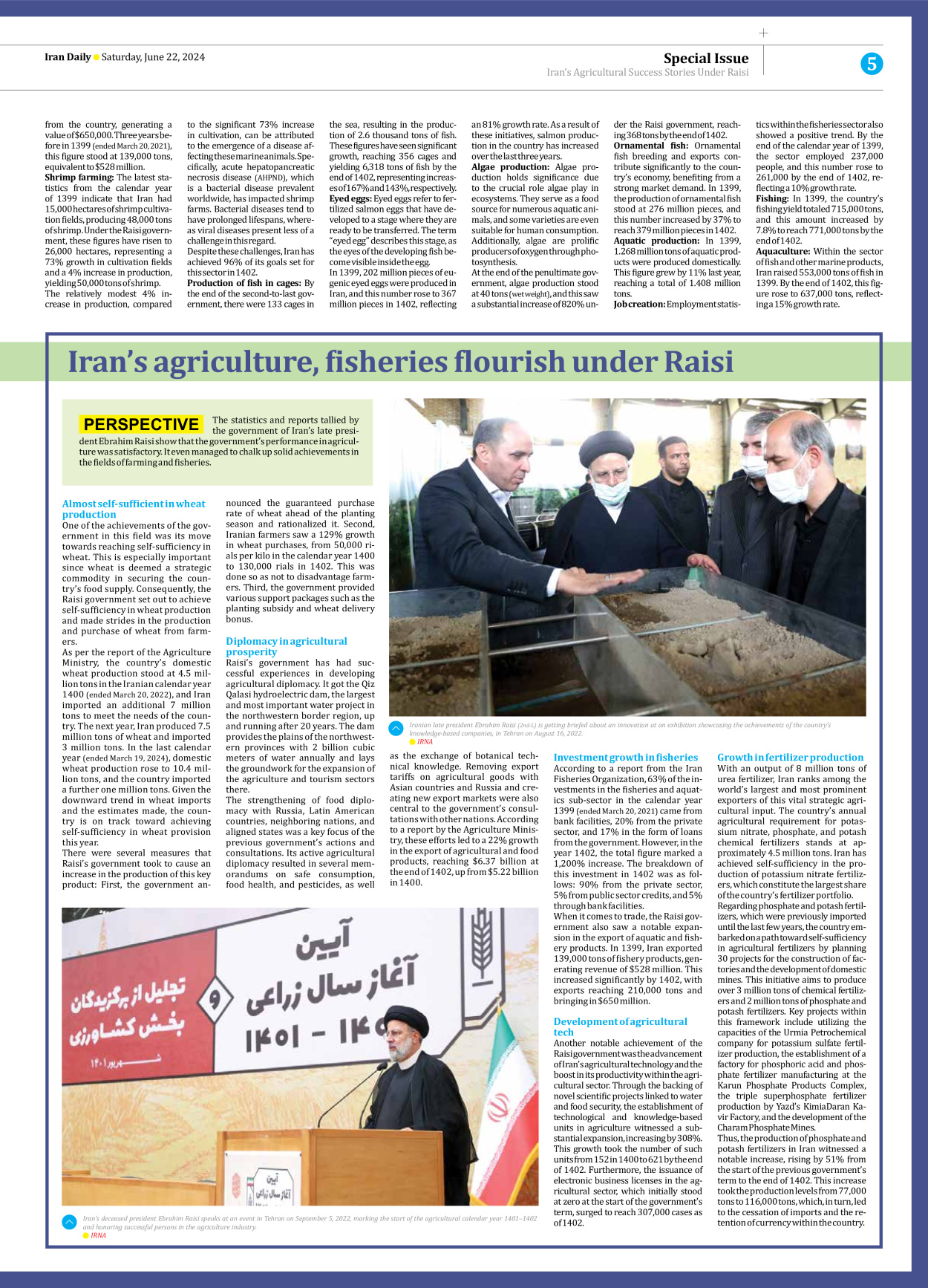 Iran Daily - Number Seven Thousand Five Hundred and Eighty Six - 22 June 2024 - Page 5